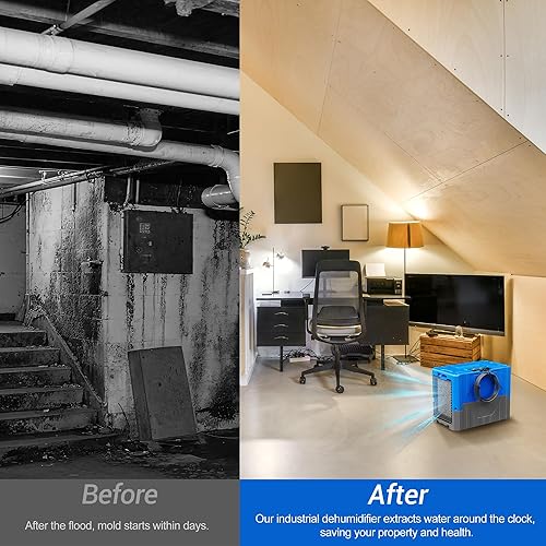 Miniatura 7 de 190PPD Commercial Dehumidifier with Pump for Basement-6000Sq.Ft. Warehouse, Large Space Crawl Space Dehumidifier for Efficient Water Damage