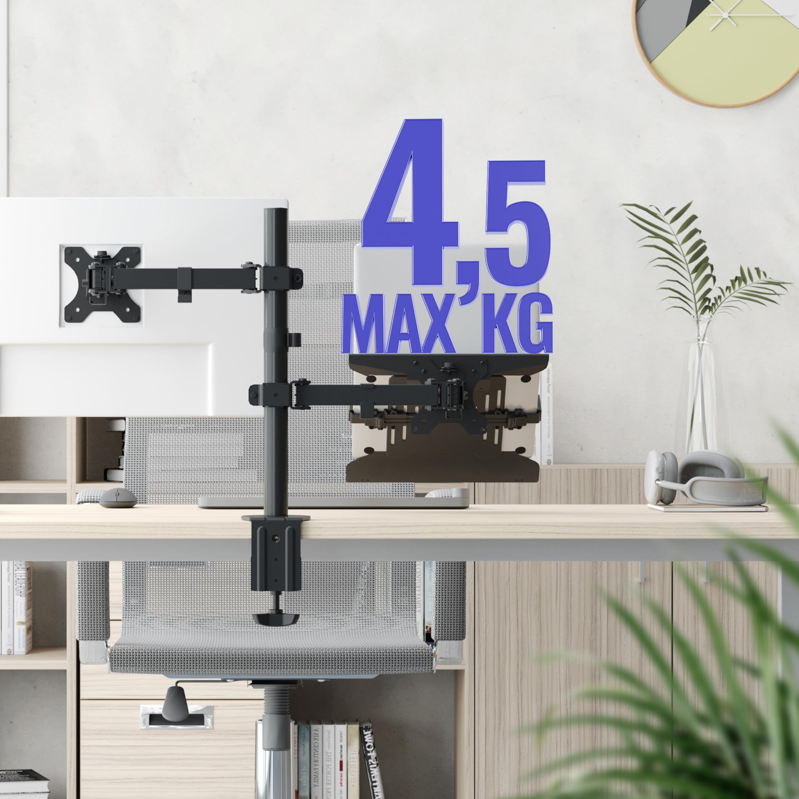 RICOO Uchwyt na laptopa, CZ3028, Lap Desk, regulowany, uchwyt na monitor, taca na laptopa, VESA 75 x 75/100 x 100, matowa czerń, uchwyt na ekran, 30 x 28 cm, stojak na laptopa, stojak na laptopa,