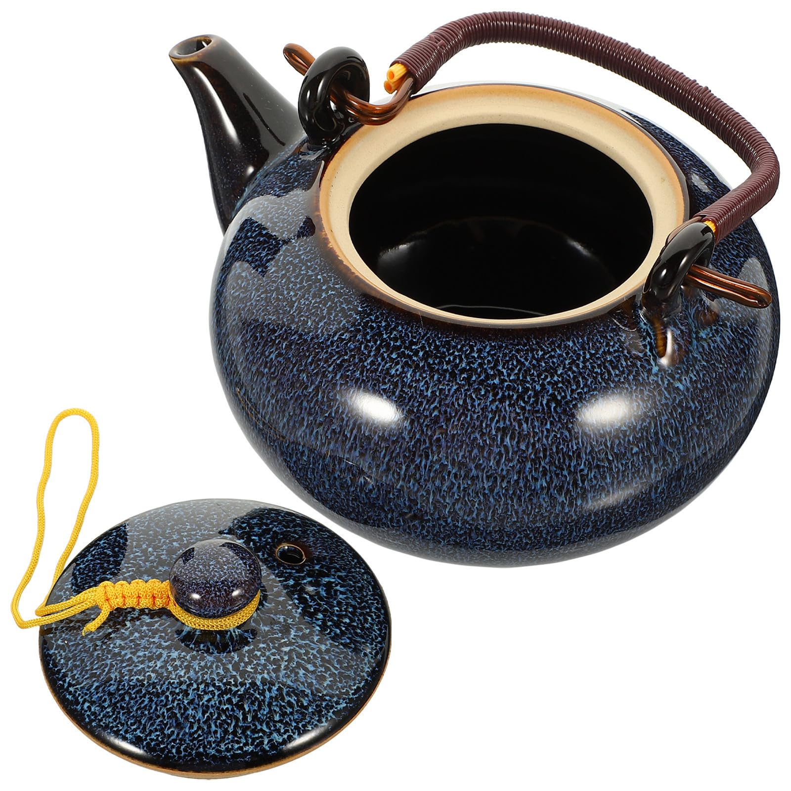 Théière en céramique bleue coffret 2 tasses résistante aux chocs