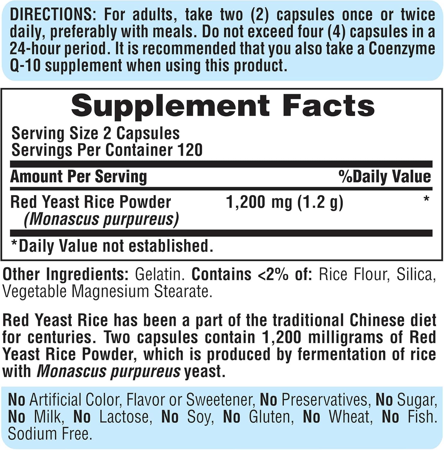 Puritan's Pride Red Yeast Rice 600 mg, 240 Count, Pack of 2 : Health & Household