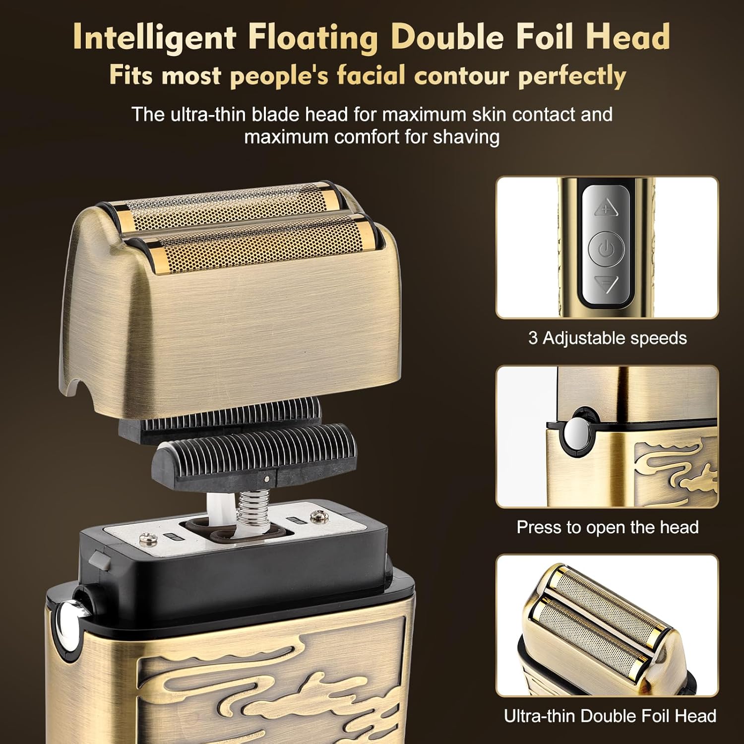 Professional Hair Clippers for Men,Hair Clippers+T-Blade Trimmer+Electric Shaver+Nose Hair Trimmer Set,4 in 1 Cordless Barber Hair Cutting Kit LCD Display Gifts (Gold) - Image 3