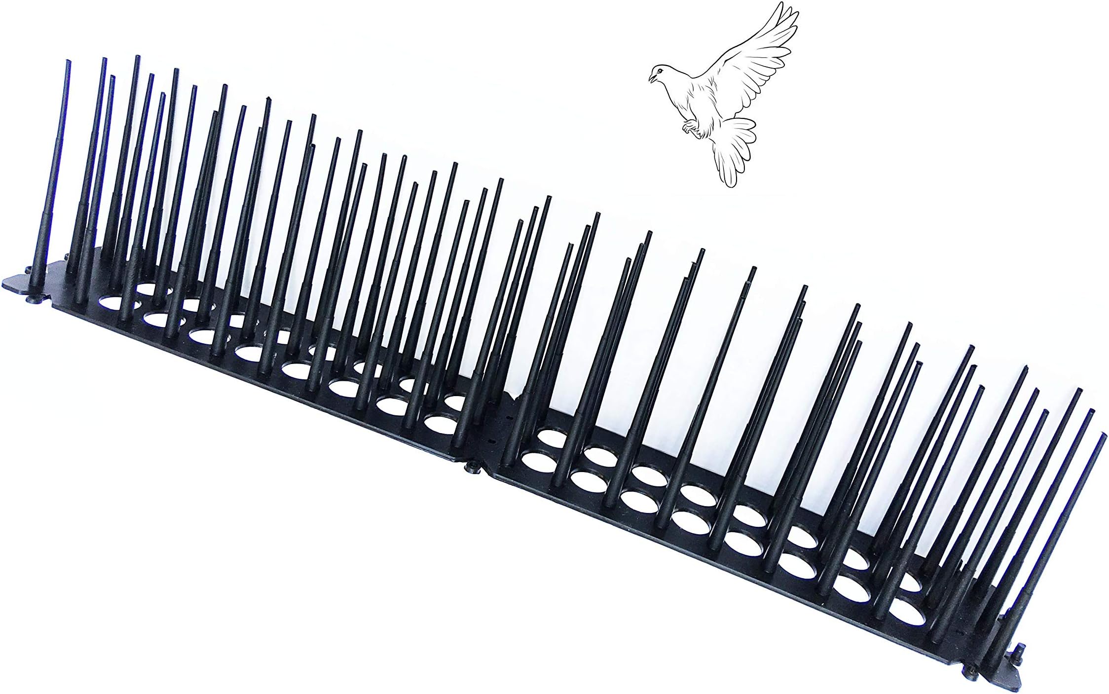 Yostopper High Bird Spikes Cat Repellent Fence for Anti-Climbing Security on Wall Window Railing Length 17.3 Inches, Spike Height 3.93 Inches, Set of 2, Black