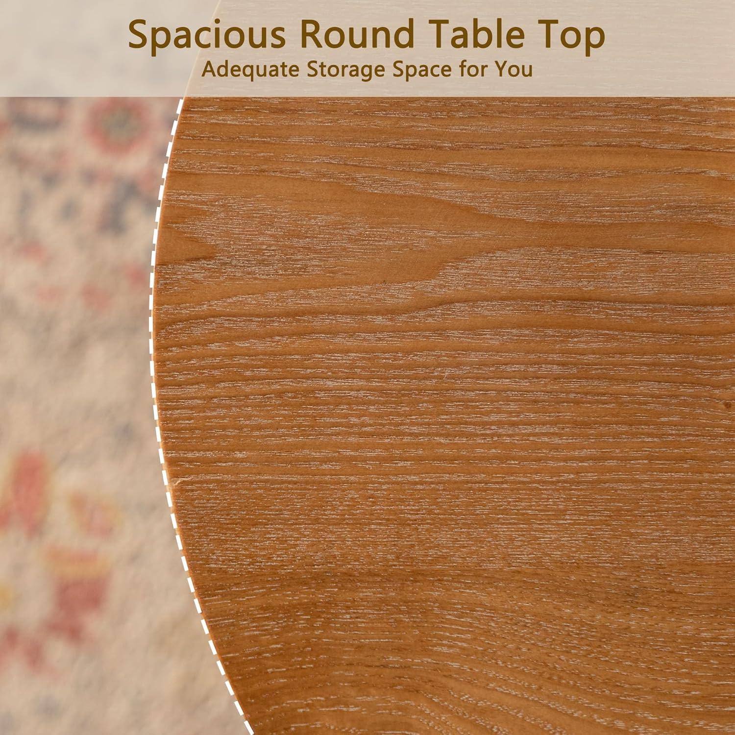 Wood Side Table, Modern Round End Table with Curved Leg, Mid-Century 24.80" Bedside Table for Living Room Bedroom Office