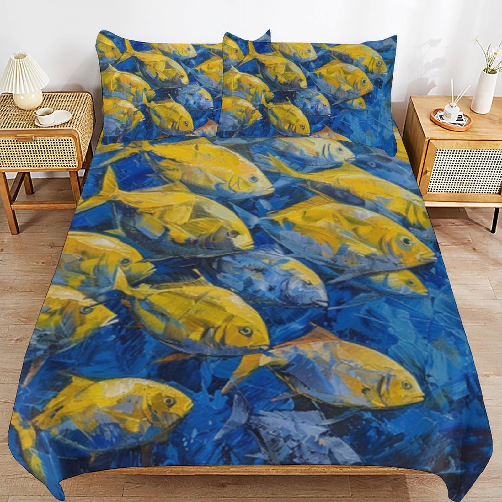Funda de edredón de espina de pescado con acabado premium, juego de 3 piezas de microfibra suave