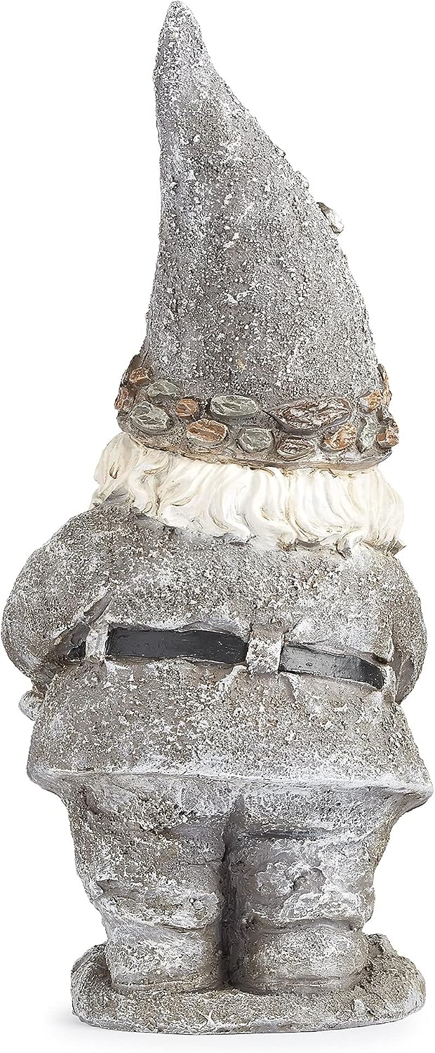 Roman Giftware Inc., Pudgy Pals Collection, Pebble Gnome with Kettle Statue, 14" H, Decorative, Garden Gift, Home Outdoor Decor, Durable, Long Lasting