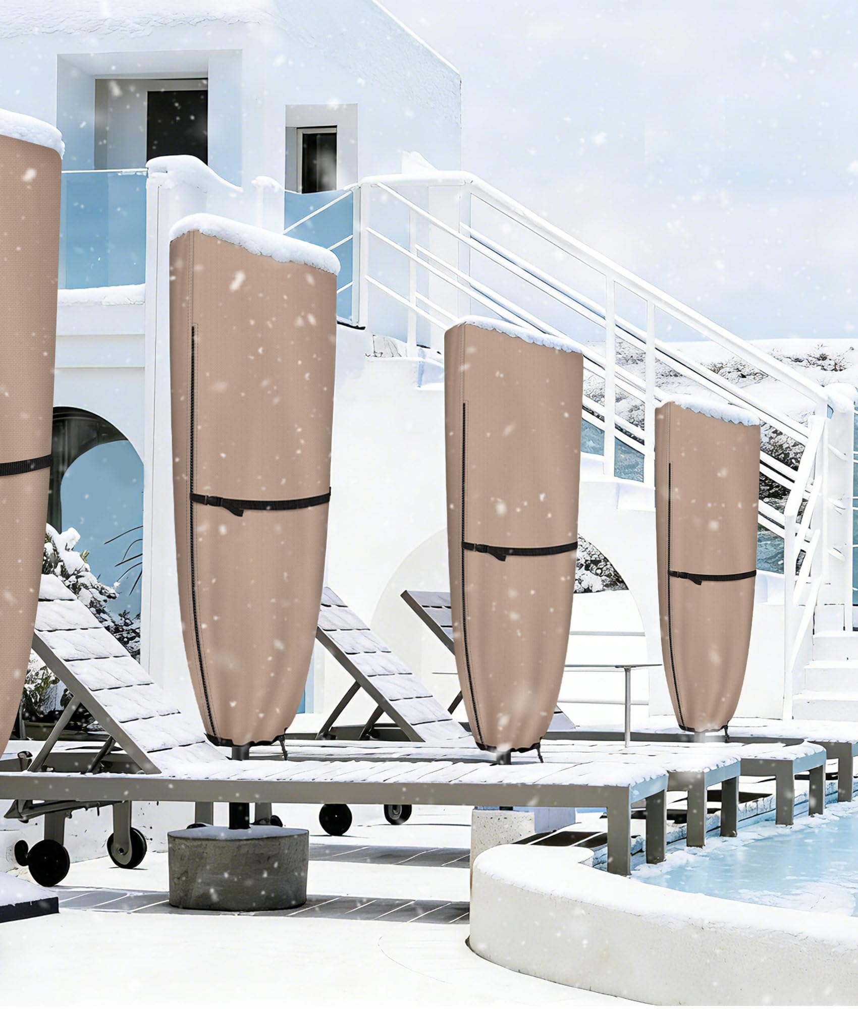 ULTCOVER Housse de parasol pour terrasse en tissu 600D imperméable, taille XL (convient aux parasols double face de 3,9 à 4,6 m)