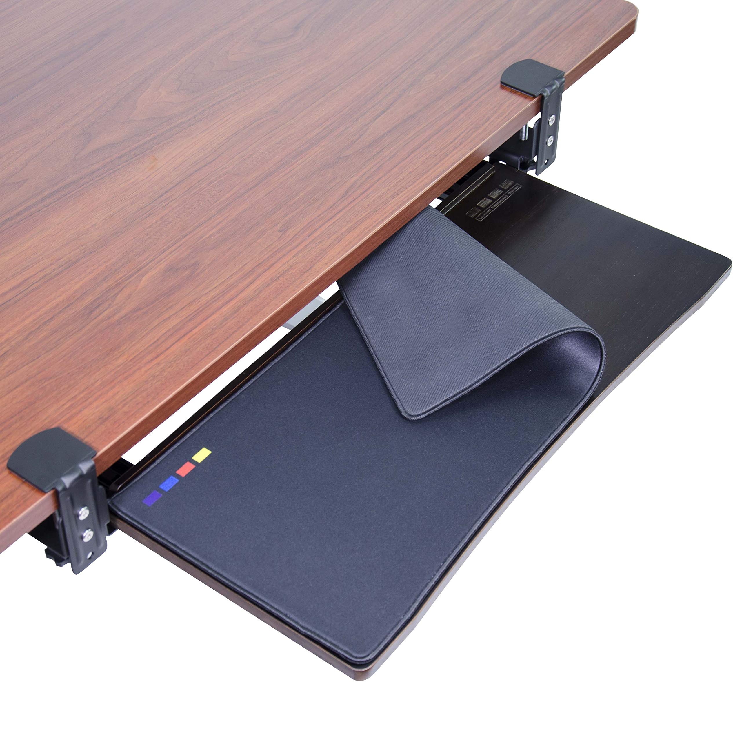 Buy Easy Clamp On Large Keyboard Tray Under Desk Bamboo Wood Keyboard Drawer with Full Size