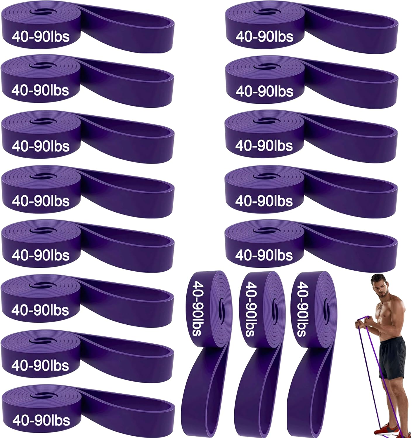 16-Pcs Resistance Bands Set - Premium Elastic Workout Bands for Home Gym, Strength Training, Yoga & Physical Therapy