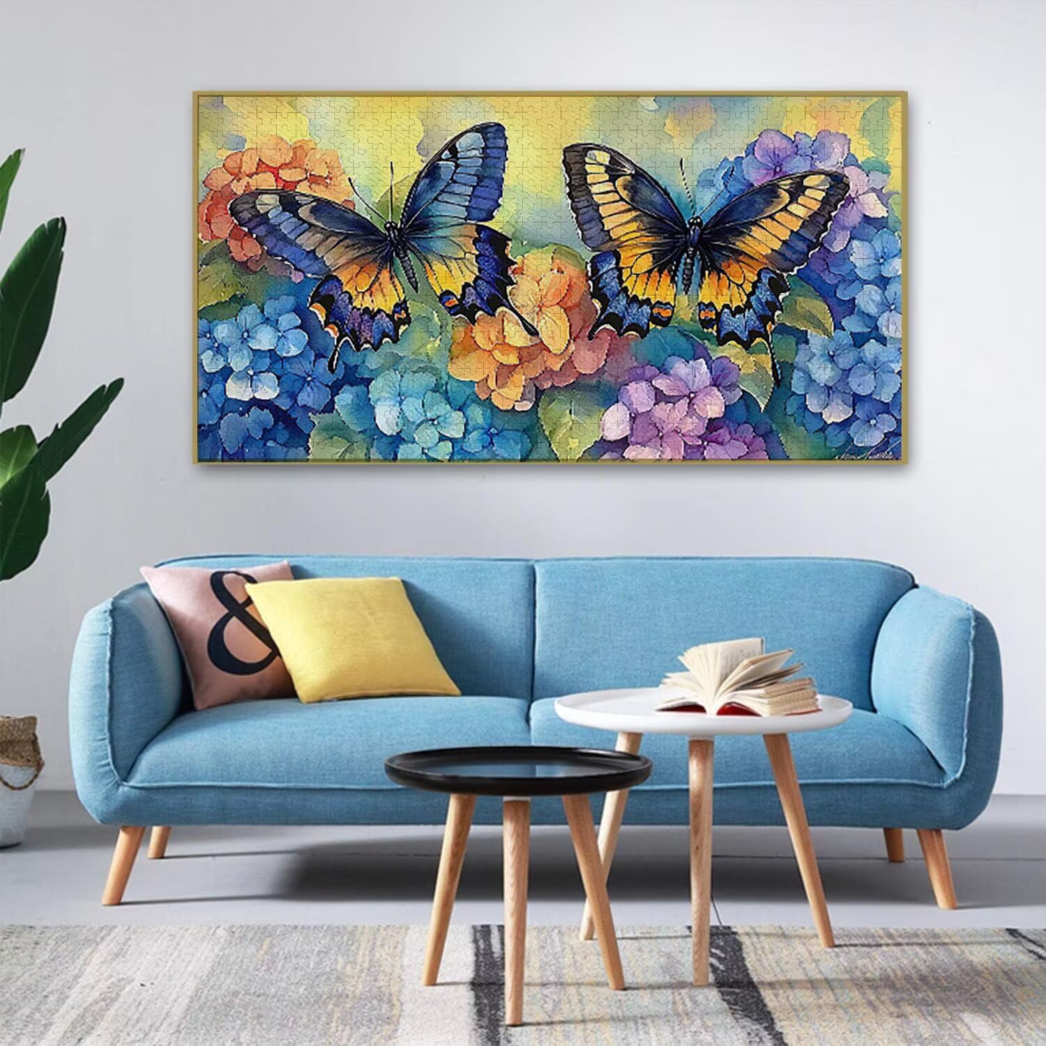 J-397 Puzzle 1100 puzzle dla dorosłych, wymagająca zagadka, prezent 87 x 42 cm, puzzle dla całej rodziny, prezenty dla kobiet i mężczyzn, temat: motyl haft kwiaty j-397