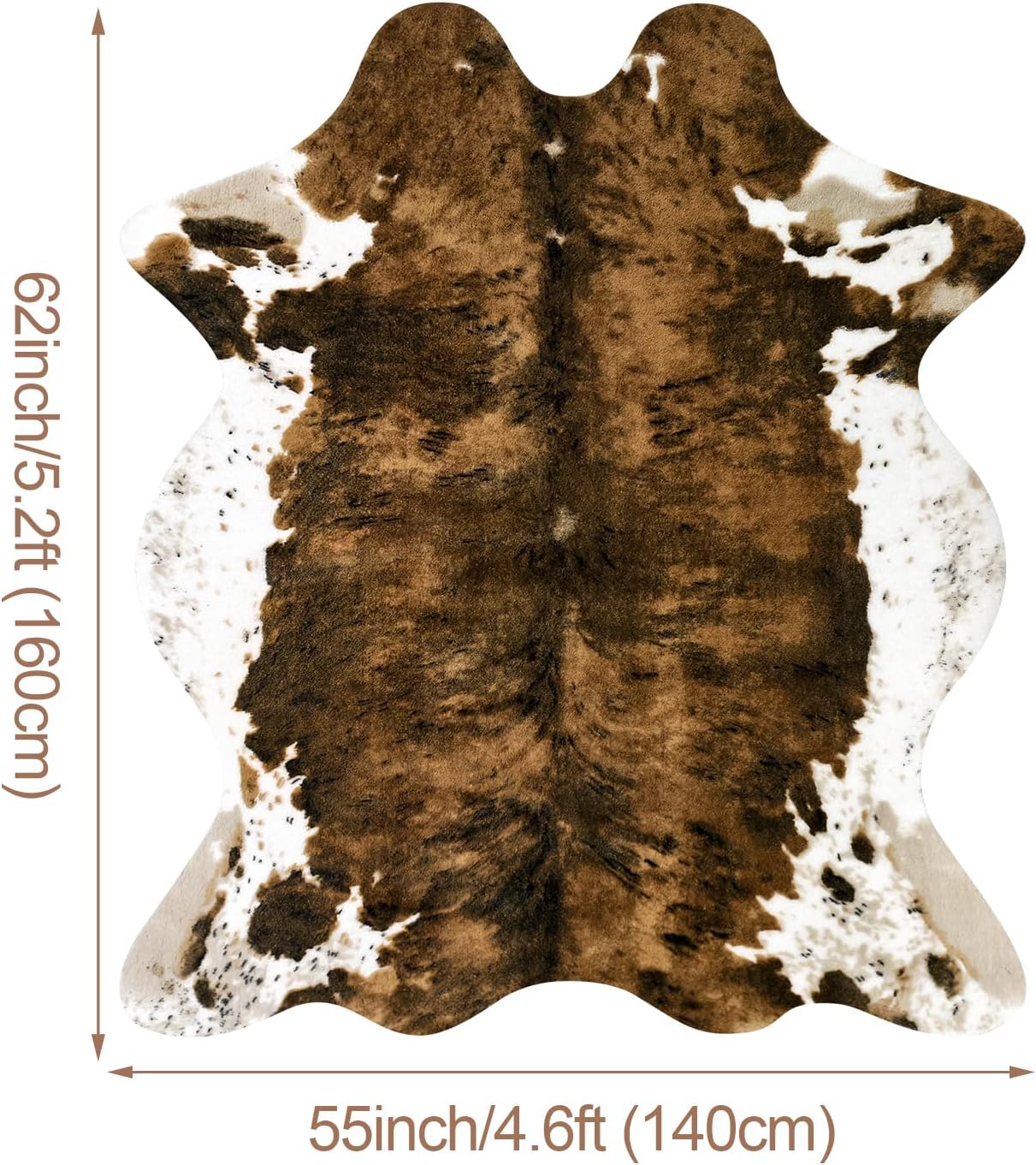 Premium Faux Cowhide Rug 4.6 x 5.2 Feet Durable and Large Size Leopard Animal Print Area Rug Washable Rug for Bedroom Western Decor,Brown