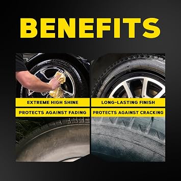 Meguiar's G190315 Ultimate Insane Shine Tire Coating, gives a Finish that Creates a Lasting Wet-Look for a Classic Black Shine, Easy to Use, No Hassle, No Mess, Ultimate Protection, 15 Oz Aerosol Can