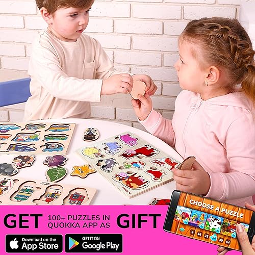 Miniatura 6 de QUOKKA - Rompecabezas de madera de animales para niños pequeños de 3 a 5 años, rompecabezas de 1 a 3 años, juguetes educativos de animales de regalo