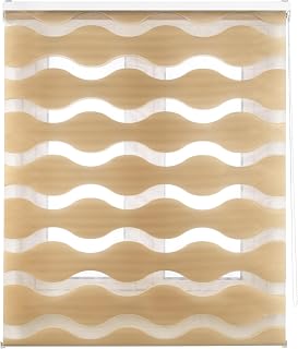 Doppellagiges Rollo für Nacht und Tag, Montage an Wand oder Decke, Rollo: 100 x 180 cm Breite x Länge/Maße Stoff: 97 x 175 cm – Beige