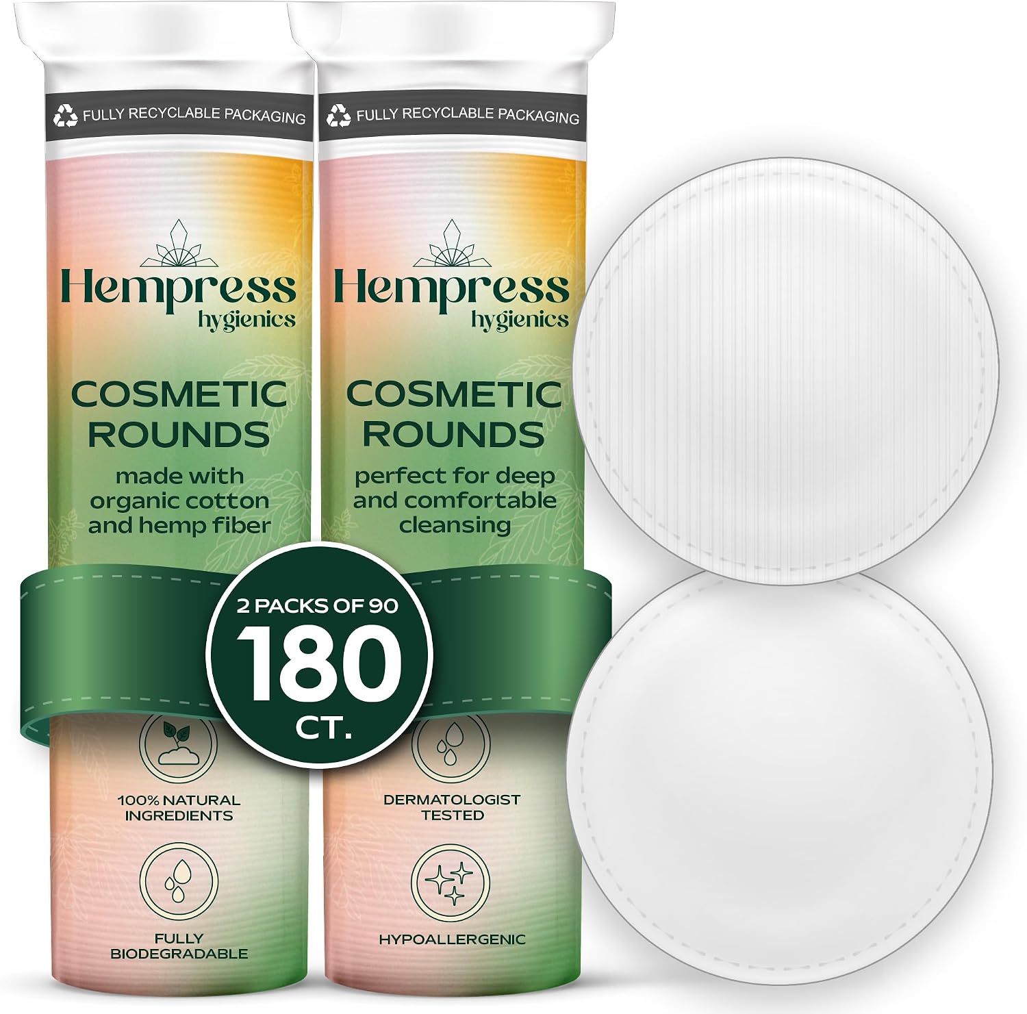 Organic Cotton Rounds for Face, Exfoliating & Gentle Makeup Remover Pads, Perfect for Cleansing, Toning, Refreshing and Applying Skincare, Vegan and Hypoallergenic (270 Count)