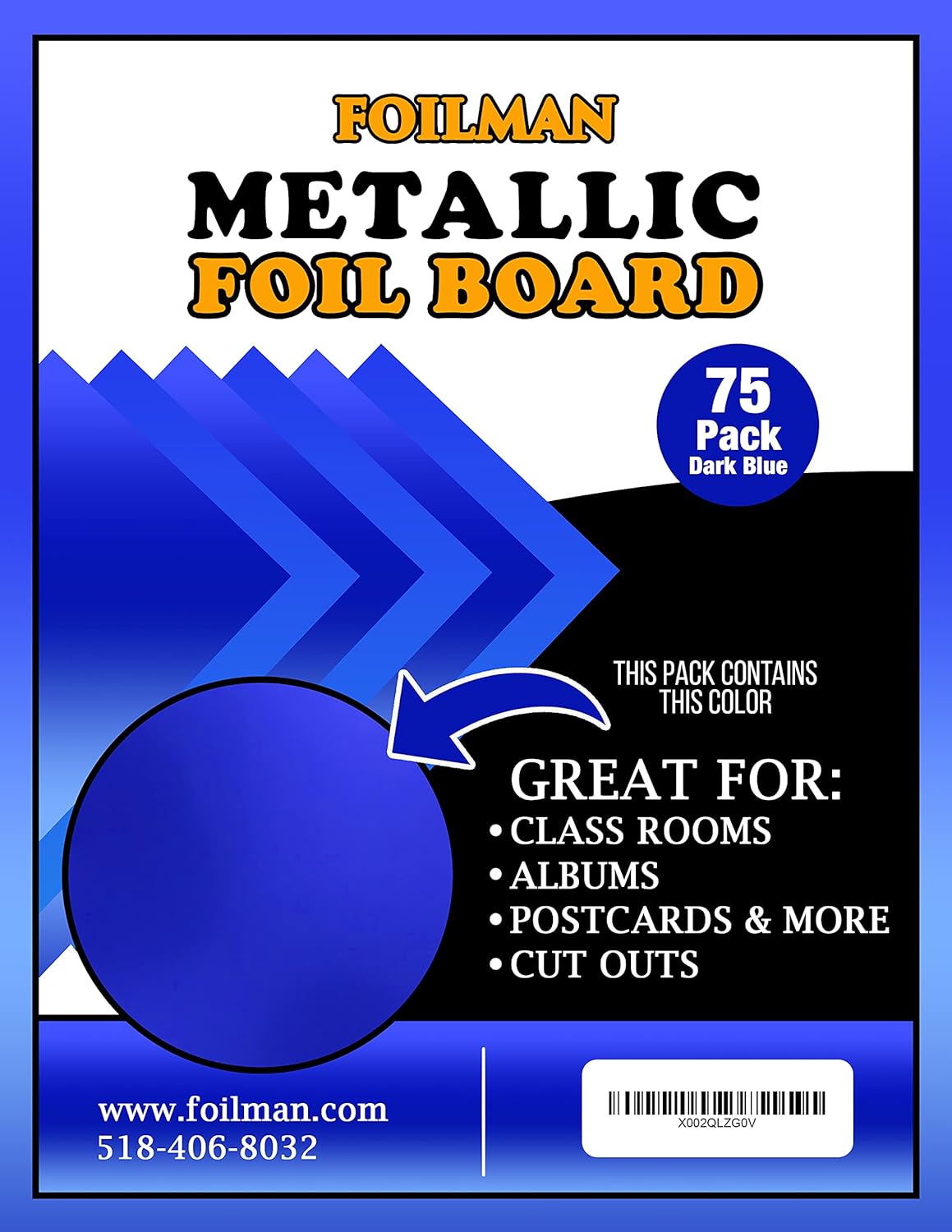 Foilman Blue Metallic Foil Board Sheets for Arts & Crafts (Dark Blue, 25) : Office Products