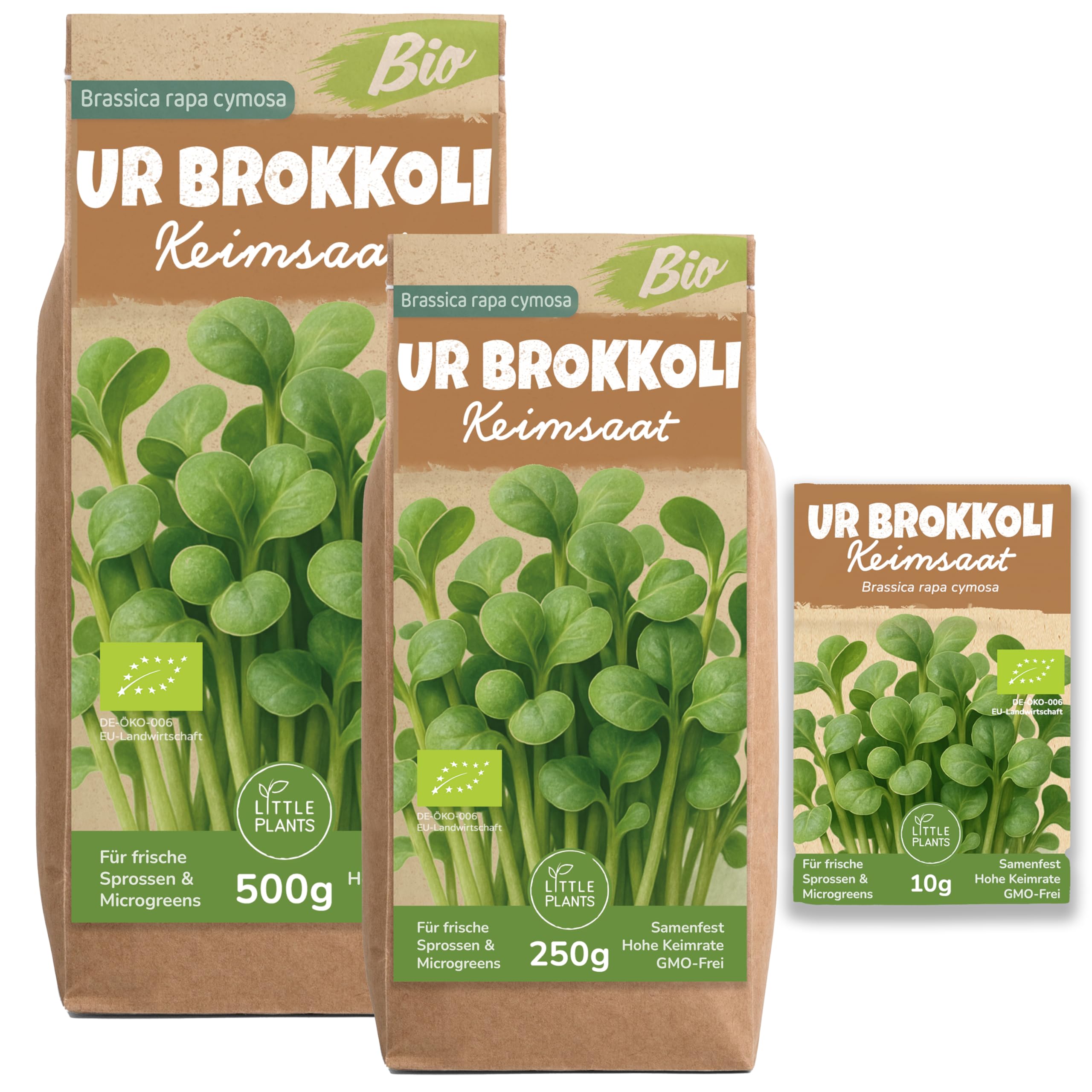Little Plants Bio UR-Brokkoli Sprossen Samen [250g] - UR-Brokkoli-Samen mit über 95% Keimfähigkeit - UR-Brokkolisprossen & Microgreens zum Keimen (inkl. Ebook)