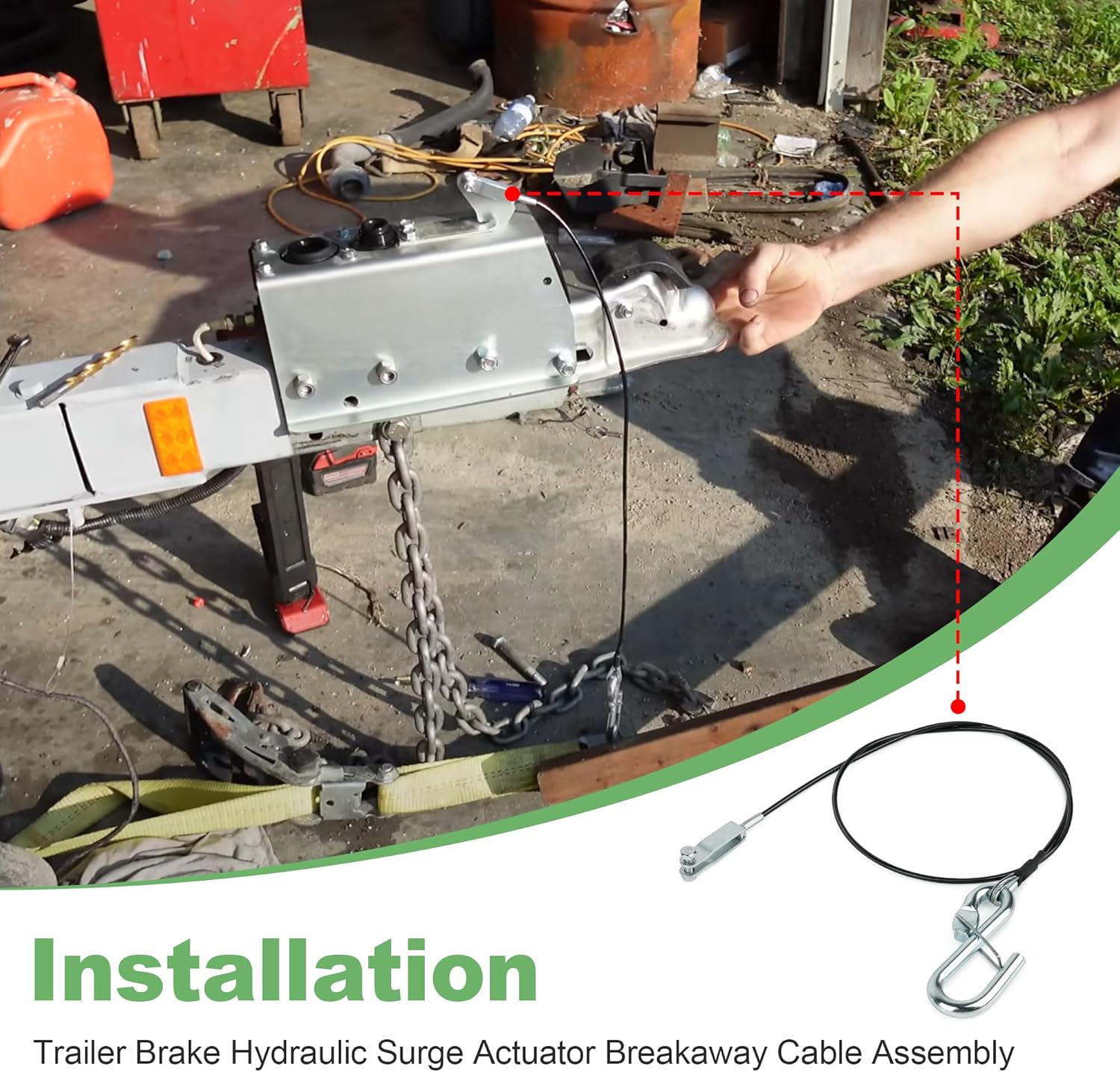 5408 Trailer Brake Hydraulic Surge Actuator Breakaway Cable Assembly Fits DA10, DA16, DA20, and DA91 Actuators