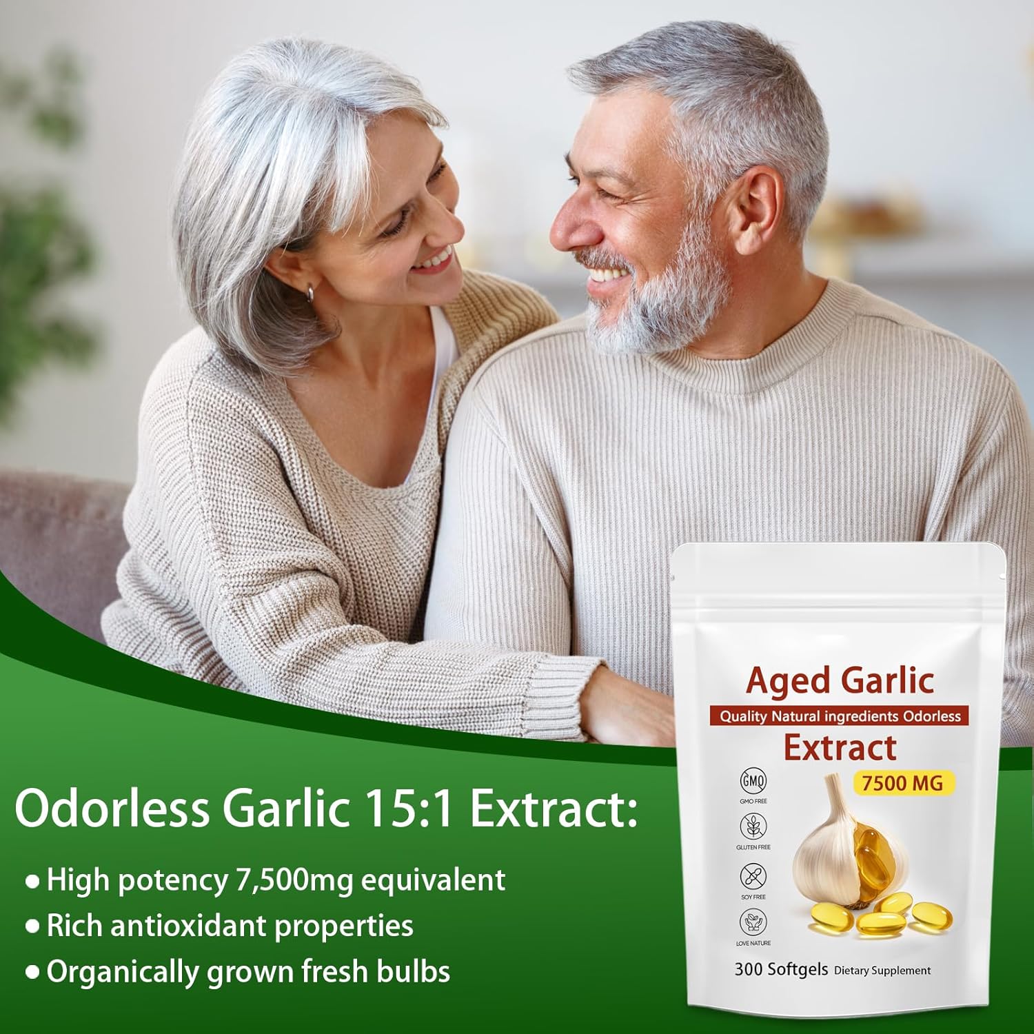 Aged Garlic Extract, 300 Softgels, 7500mg Odorless | Heart & Immune Antioxidant Supplements, Vegetarian, All-Natural, Non-GMO (1) - Image 6