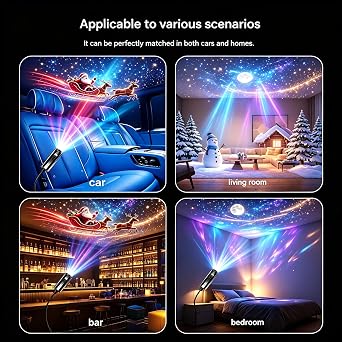 Plug and Play HD Christmas Projector,3D Holographic Night Light Projector,USB Powered,360 Adjustable Projector for Bedroom Ceiling Wall Room Decor,with 24 Films