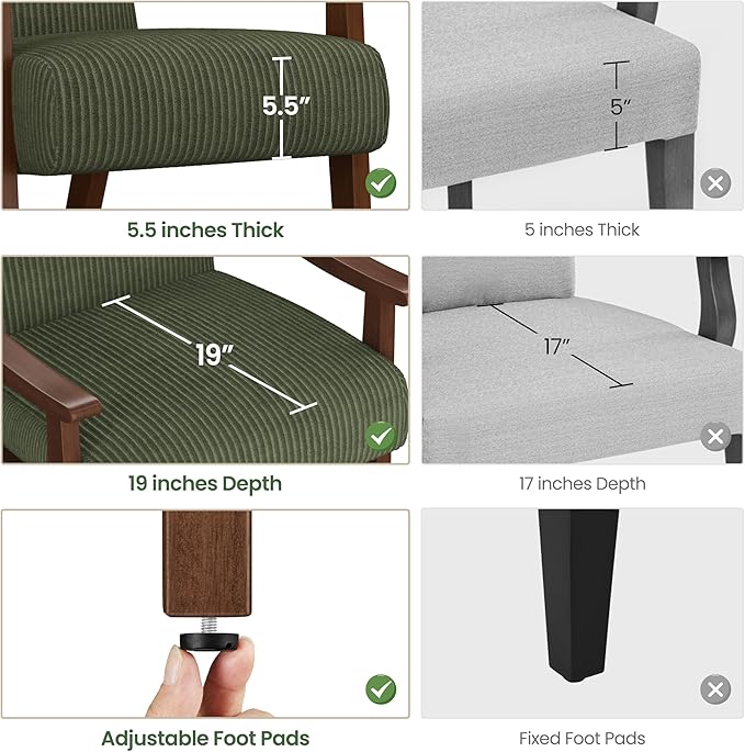 Sillón Tapizado Corduroy Verde Madera miniatura 9