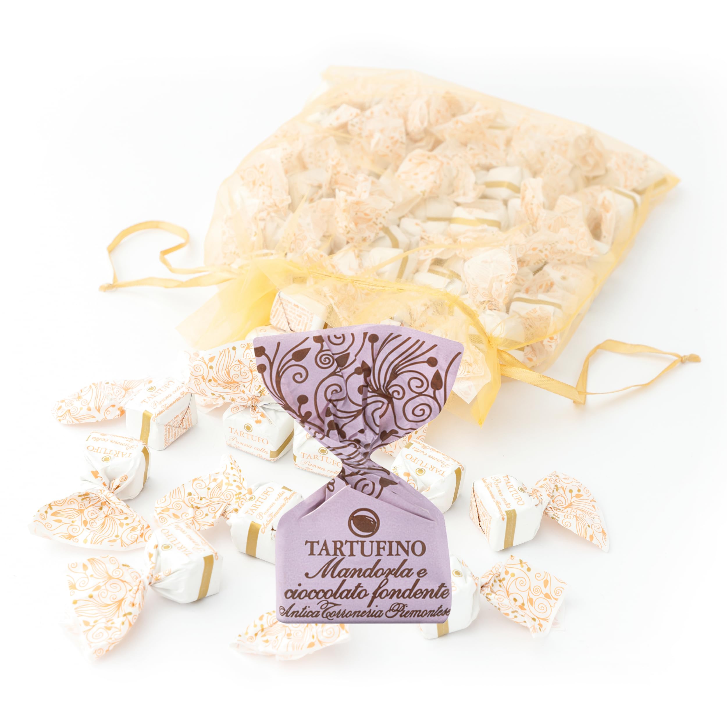 GUSTONE. Schokoladentrüffel Tartufi Dolci Mandorla e Cioccolato Fondente 140 Stück je 7g Trüffel-Pralinen (Mandel & Zartbitterschokolade) 1kg Großpackung