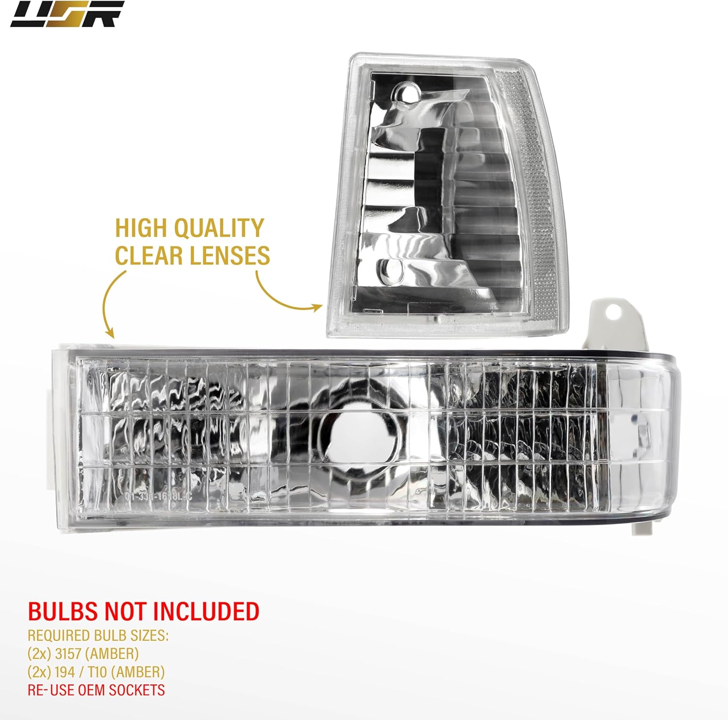 USR 89-92 Ranger PickUp Front Signal Lights – Corner Lamps (Left + Right) 4pc Set - Compatible with 1989-1992 Ford Ranger Truck and 91-94 Explorer SUV (CRYSTAL CLEAR CORNER and TURN SIGNAL LIGHTS)