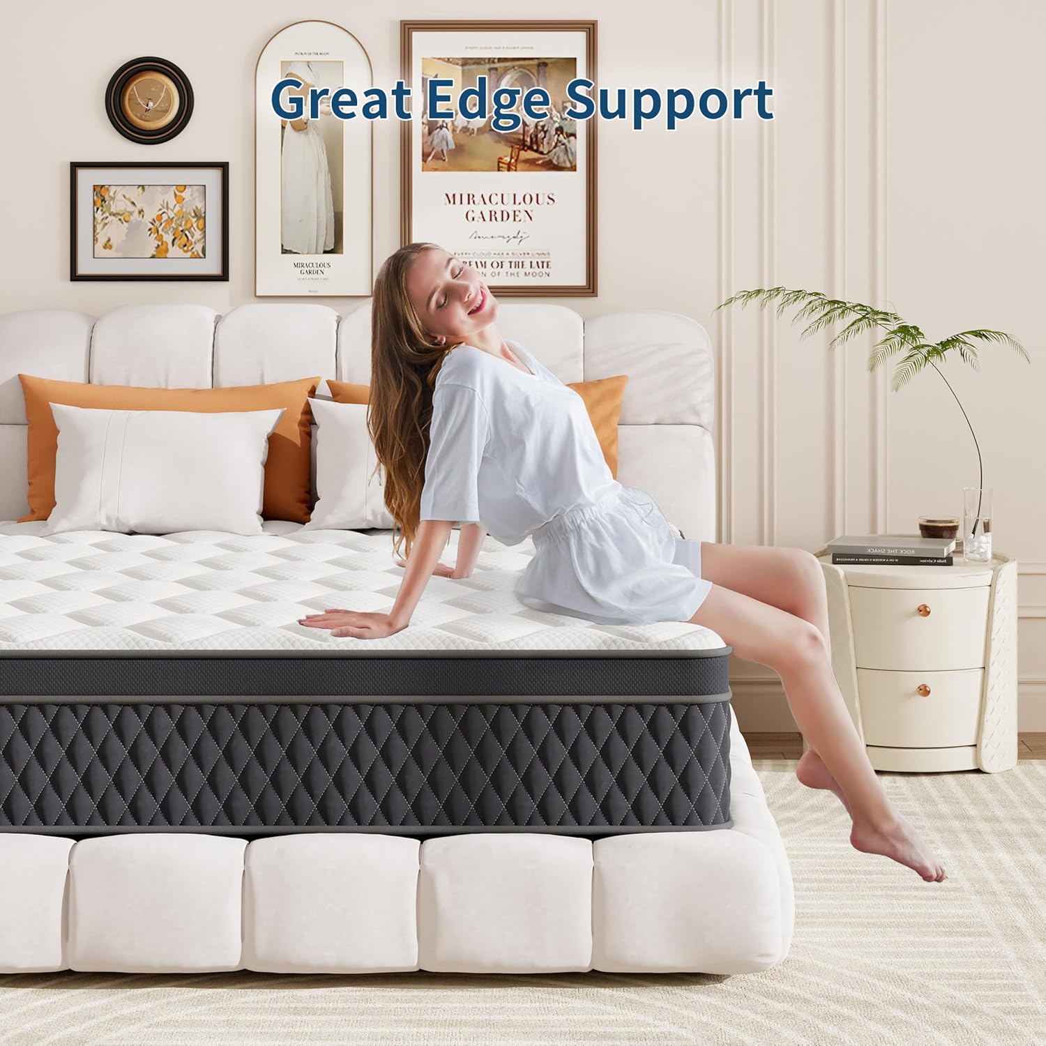 ELEMUSE 10.6 Inch Medium Firm Hybrid Mattress, 5FT King Mattress with Memory Foam & Pocket Springs, Orthopedic Zoned Support, OEKO-TEX Certified, 150x200x27cm image 5