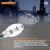 Vista 5 de Sunlite 03656 MH175/U/MOG M57 Lámpara de halogenuros metálicos, 175 vatios, base Mogul (E39), ED28, vida útil de 10,000 horas, 14000 lúmenes