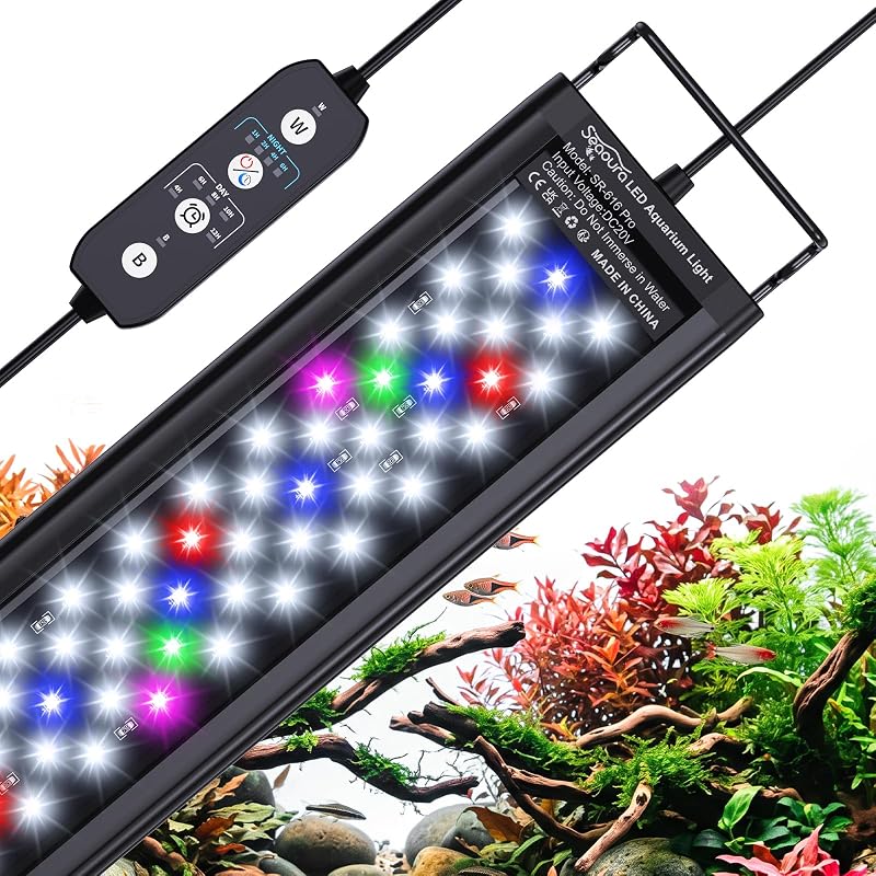 Luminária LED para Aquário SEAOURA SR-616Pro com Espectro Completo, Timer e Suporte Ajustável para 45,72–60,96 cm