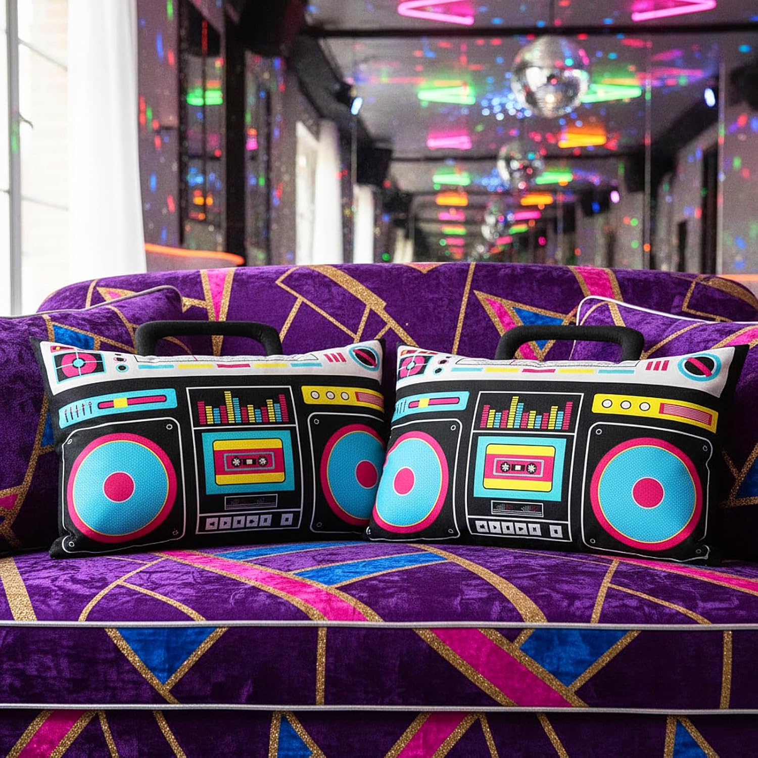 Hahafelt 2 Pcs Retro Audio Cassette Throw Pillow Cover Music Record Player 20 x 30 Inch Low Noise 80s Plastic Cassette Tape for Home Decor Lumbar Pillowcase Cushion Sofa Couch Bed image 4