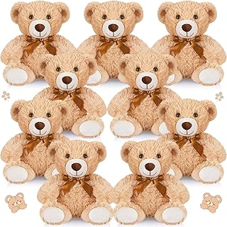 HyDren 9 Pcs 14 Inch Stuffed Animals Bears Bulk Soft Animal Plush Toys Bears Cute Dolls Gift for Valentine Wedding Mom Christmas Baby Shower Birthday Gift Home Decor(Light Brown)