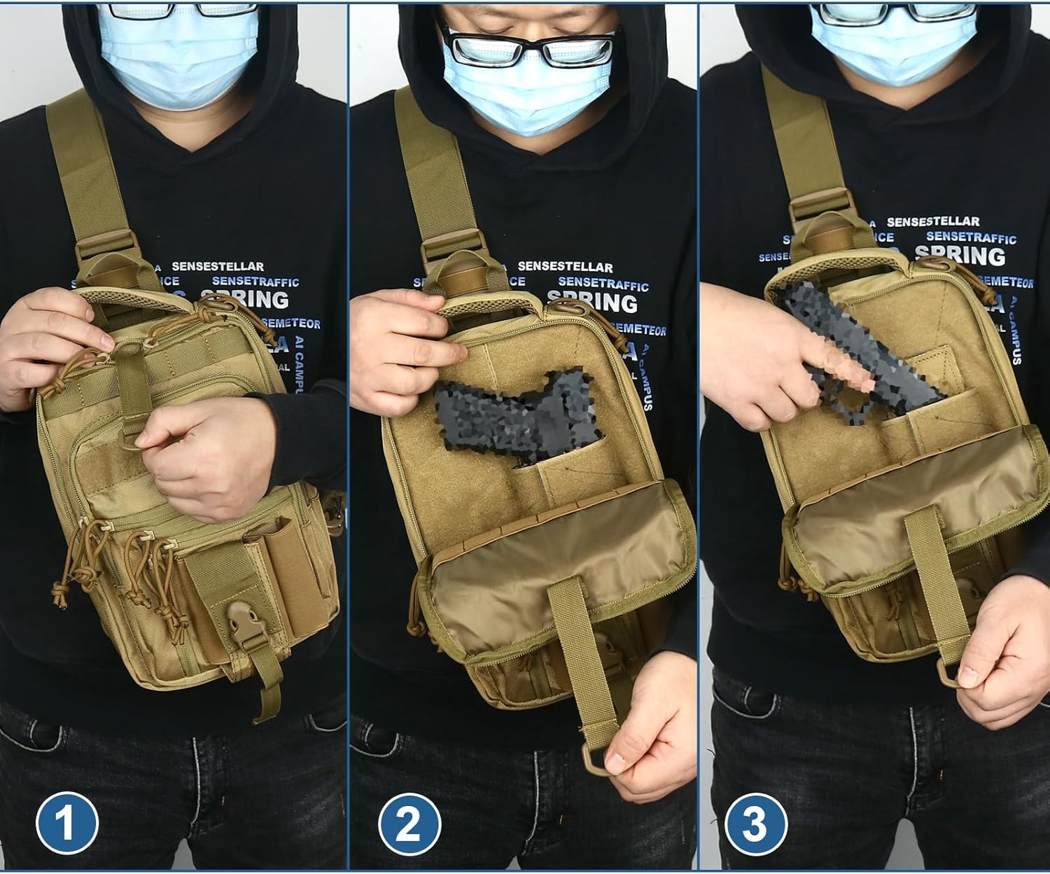 DegeTMVe Dual Pistol Holster Chest Bag Concealed Carry Sling Crossbody Tactical Gun Convertible Backpack Shooting Hunting