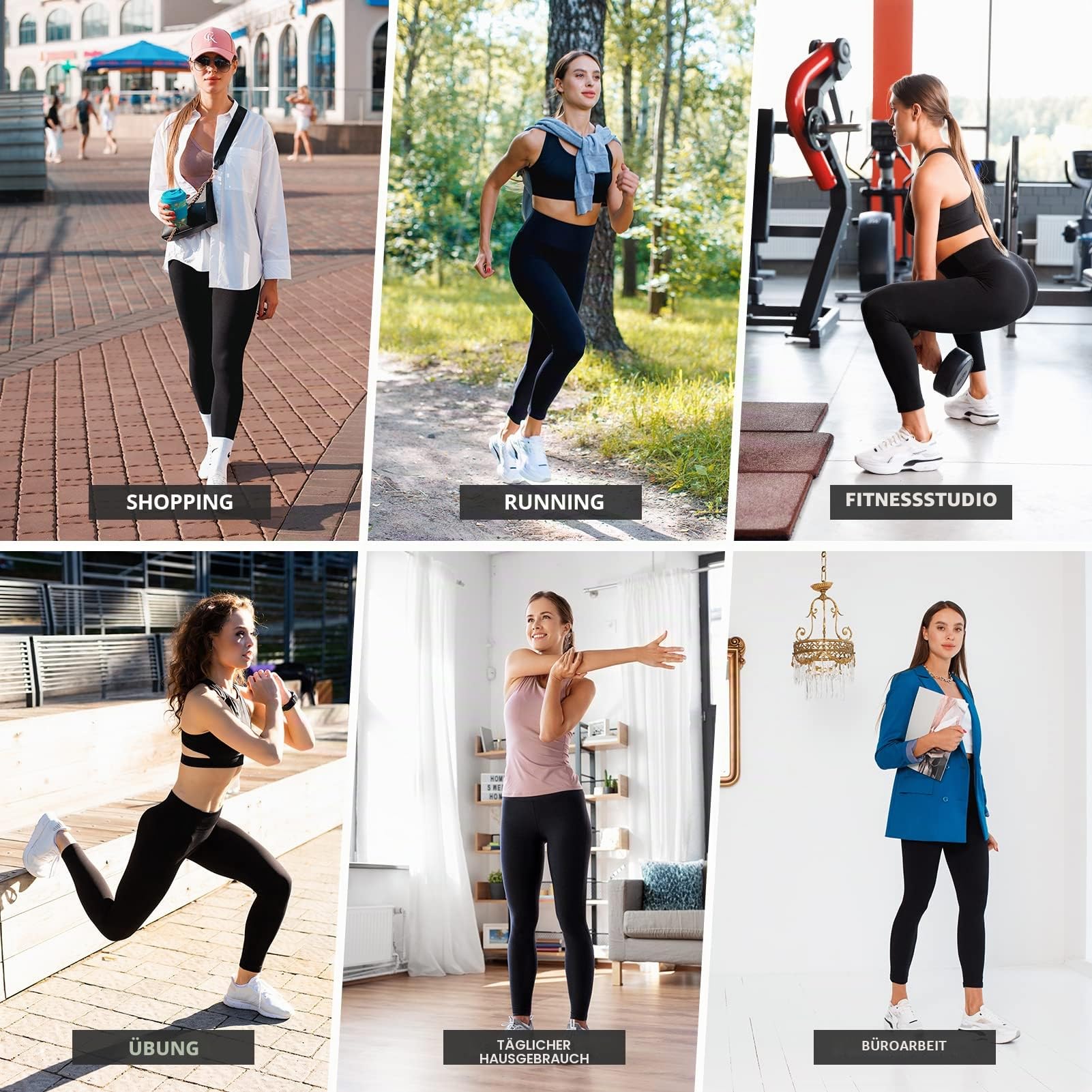 Walifrey Leggings Damen, High Waist Leggings für Damen Opak Schwarz Leggings für Sport Gym Yoga
