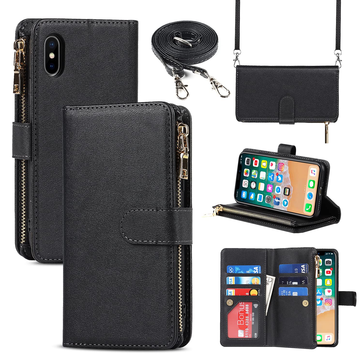 Custodia a Portafoglio con Chiusura Magnetica per iPhone XR