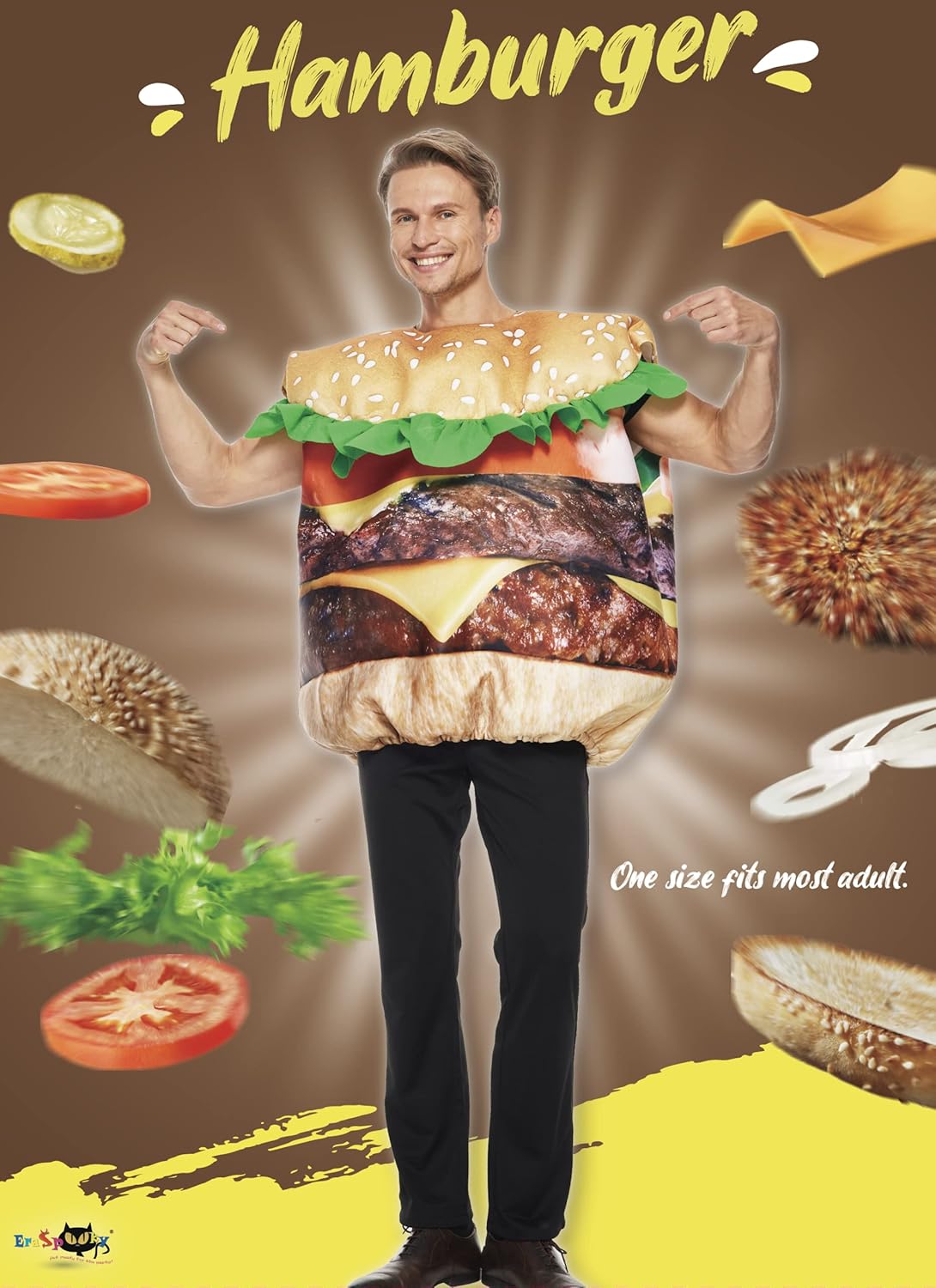 Halloween Men Funny Hamburger Costumes for Adult Women Fast Food Cheeseburger Party Suit - Image 2