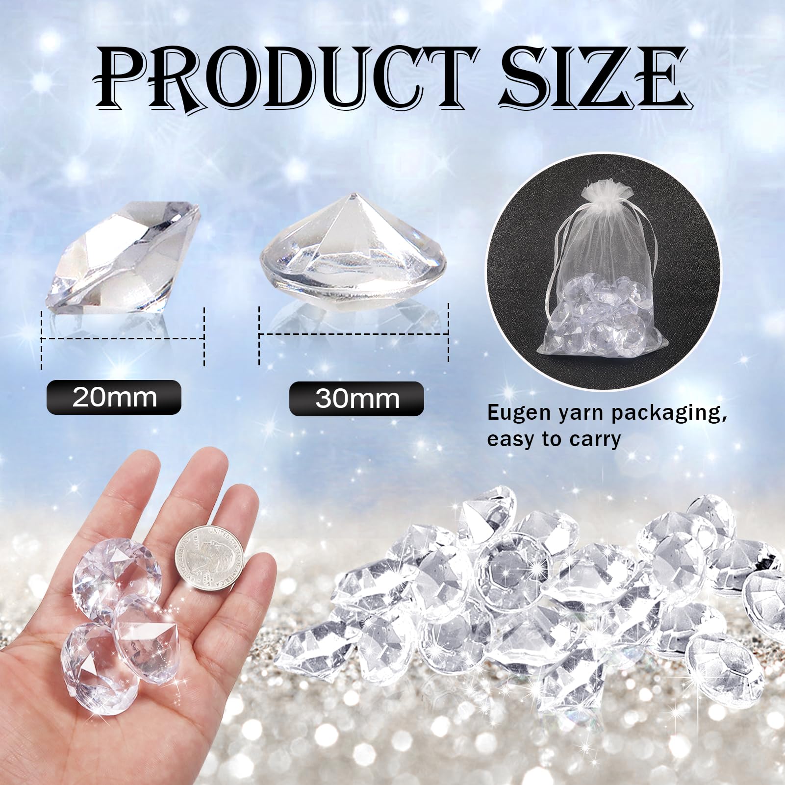 Gemme Acriliche Decorative TOAOB 25 Gemme Acriliche Diamante 30mm - Cristalli Decorativi Per Vasi, Matrimoni, Fai Da Te Accessori Matrimonio Fai Da Te - 7