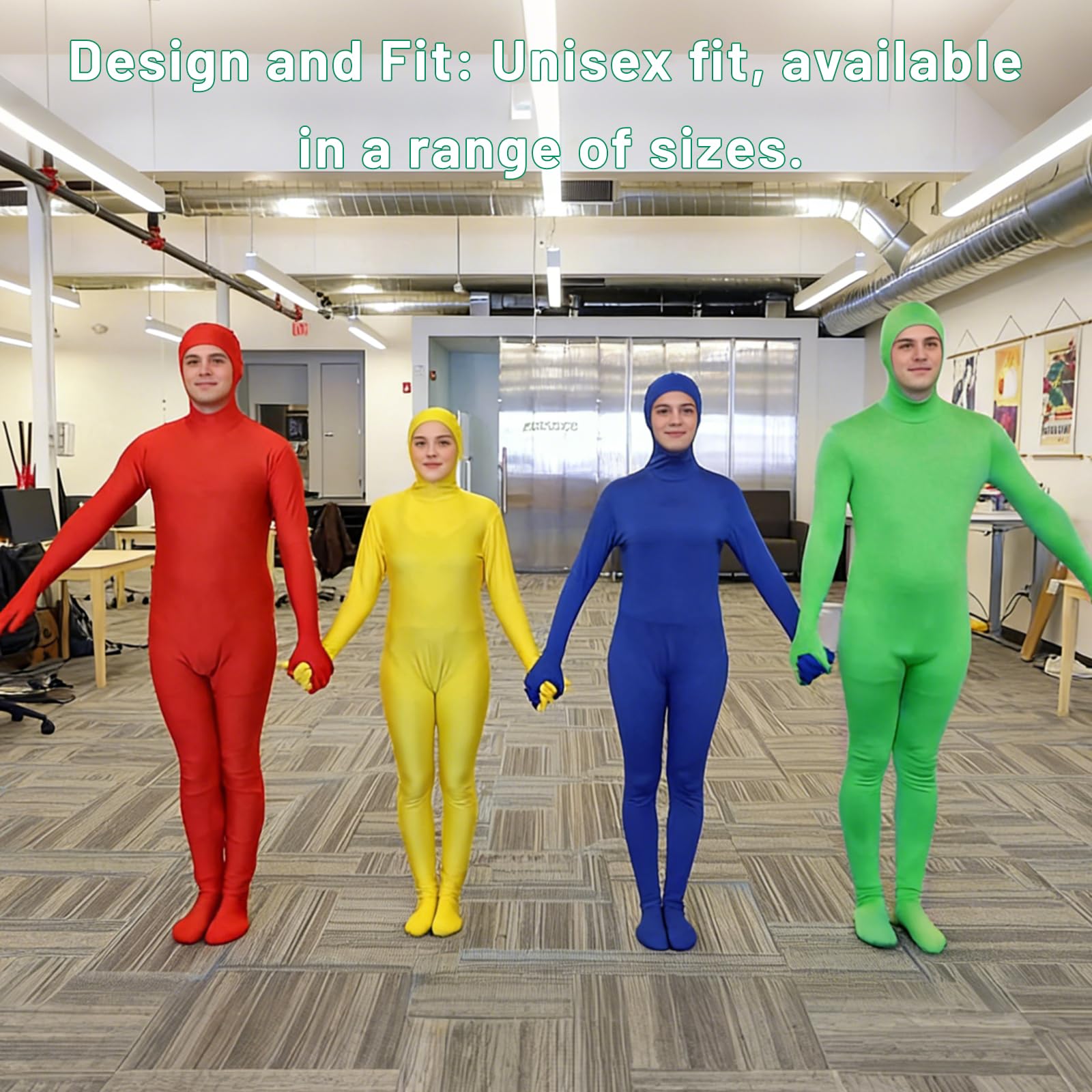 Combinaison Intégrale pour Femmes et Hommes, Combinaison Unisexe Greenscreen, Déguisement Seconde Peau Halloween Carnaval Cosplay, visage découvert