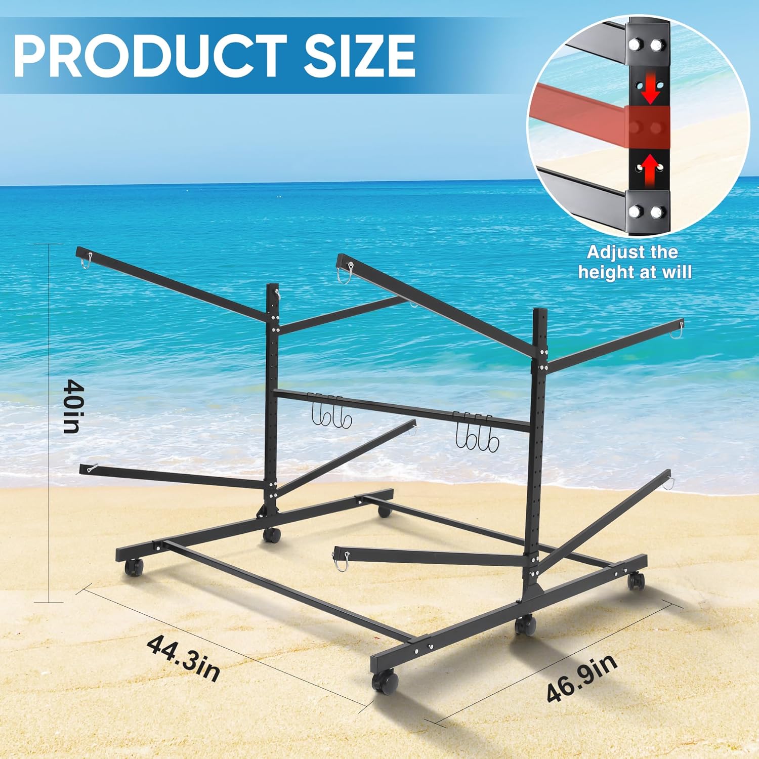 Kayak Storage Rack, Heavy Duty Freestanding Kayak Stands, Boat/Canoe/Paddleboard Holder, Space Saving Garage Organization System, Easy Roll Mobility for Indoor Outdoor Use
