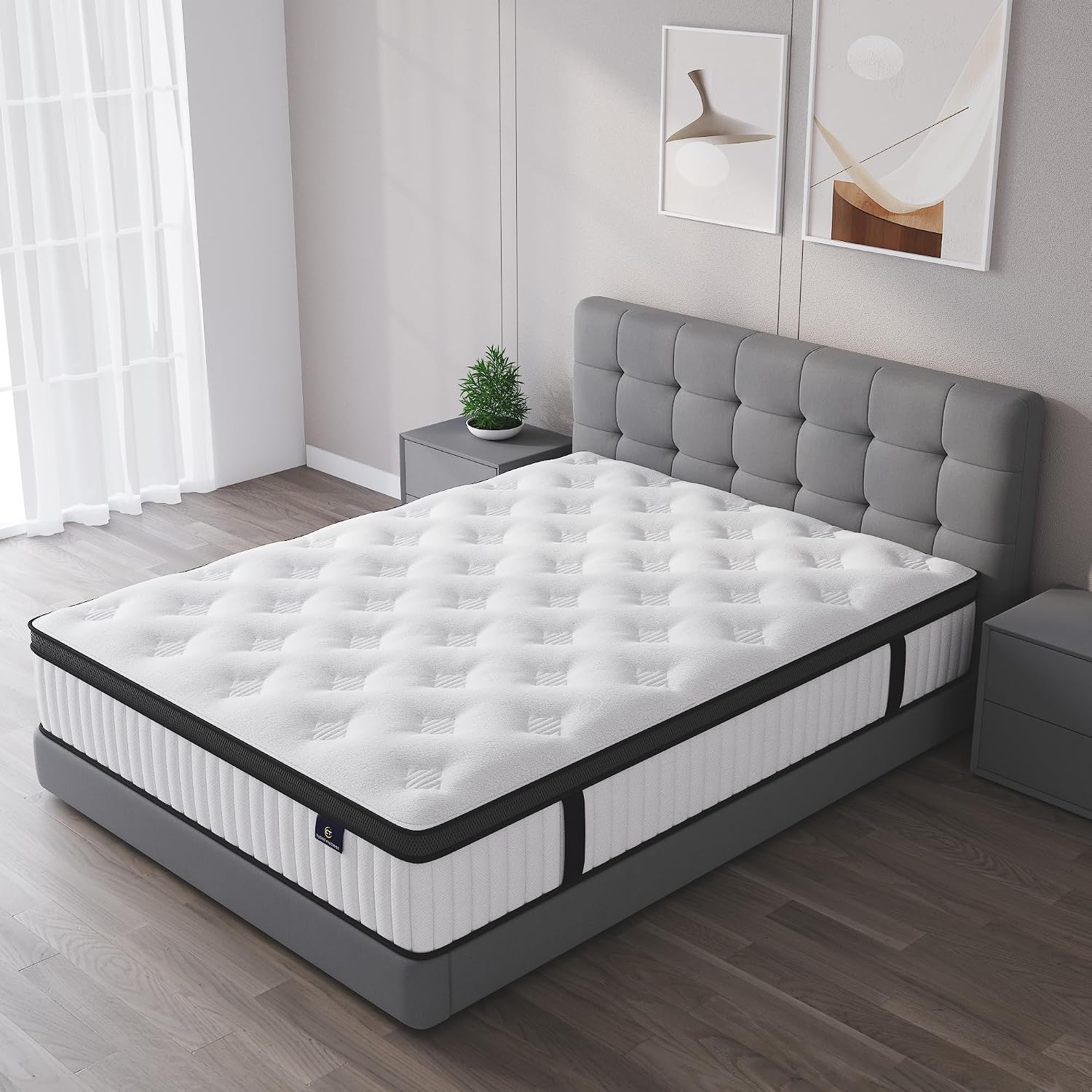cemtip Full Size Mattress, 10 Inch Hybrid Mattress in a Box, Memory Foam and Pocket Springs, Fiberglass Free, Soft and Breathable, Medium Firm Feel