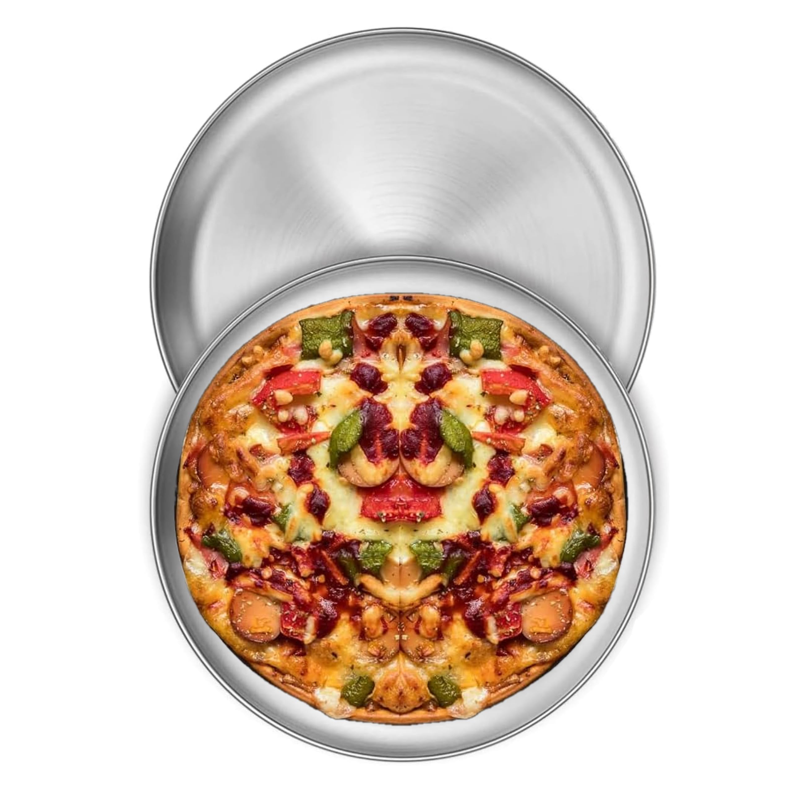 hufhnwso 34cm Stainless Steel Pizza Tray – Set of 2, Large Serving Platter