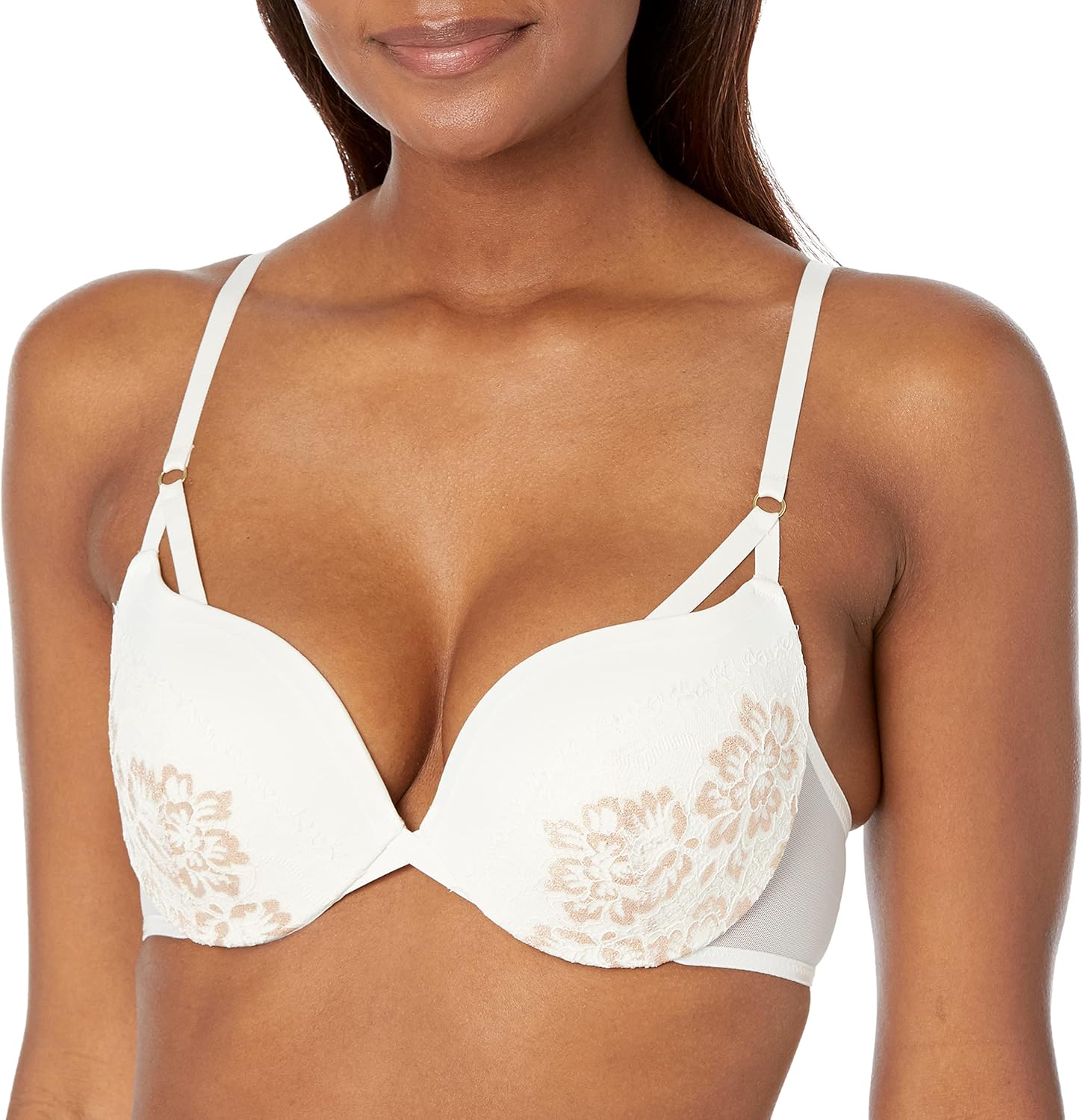 Maidenform Underwire Demi Bra, Best Push-Up Bra with Wonderbra Technology, Smoothing Lace-Trim Bra with Push-Up Cups