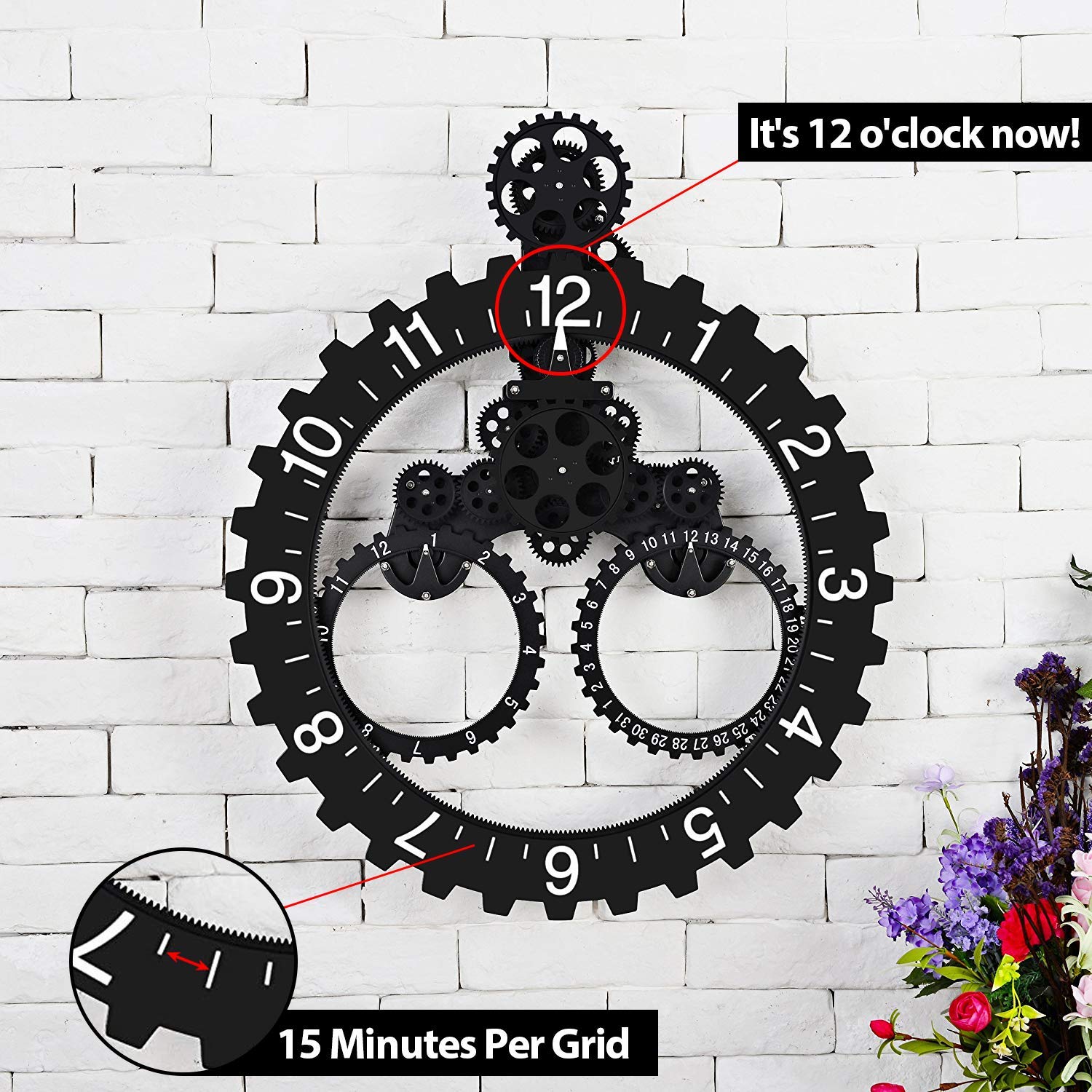 Amazon.co.jp: SevenUp ギアクロック壁 プレミアムプラスチックと金属