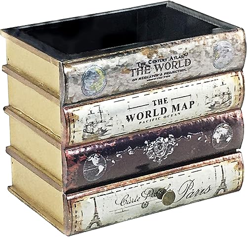 Miniatura 9 de Bellaa 20591 - Portalápices organizador de escritorio, cajón de almacenamiento inferior antiguo, estético, biblioteca, libros, diseño decorativo,