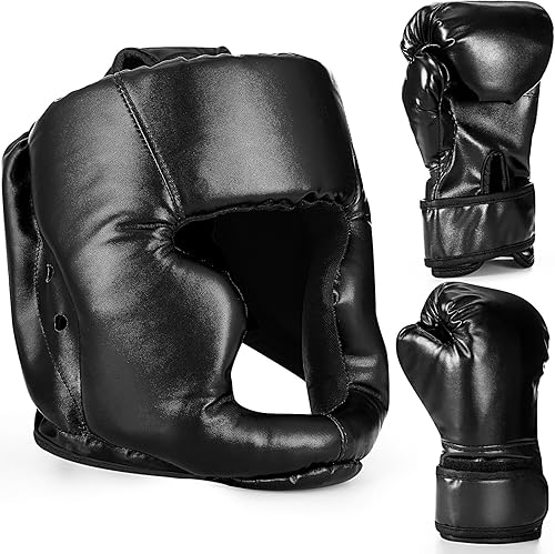 Miniatura 8 de Set de protección para la cabeza y guantes de boxeo Arrowbash para niños, guantes de boxeo de 6 oz y protección para la cabeza de lucha, equipo de