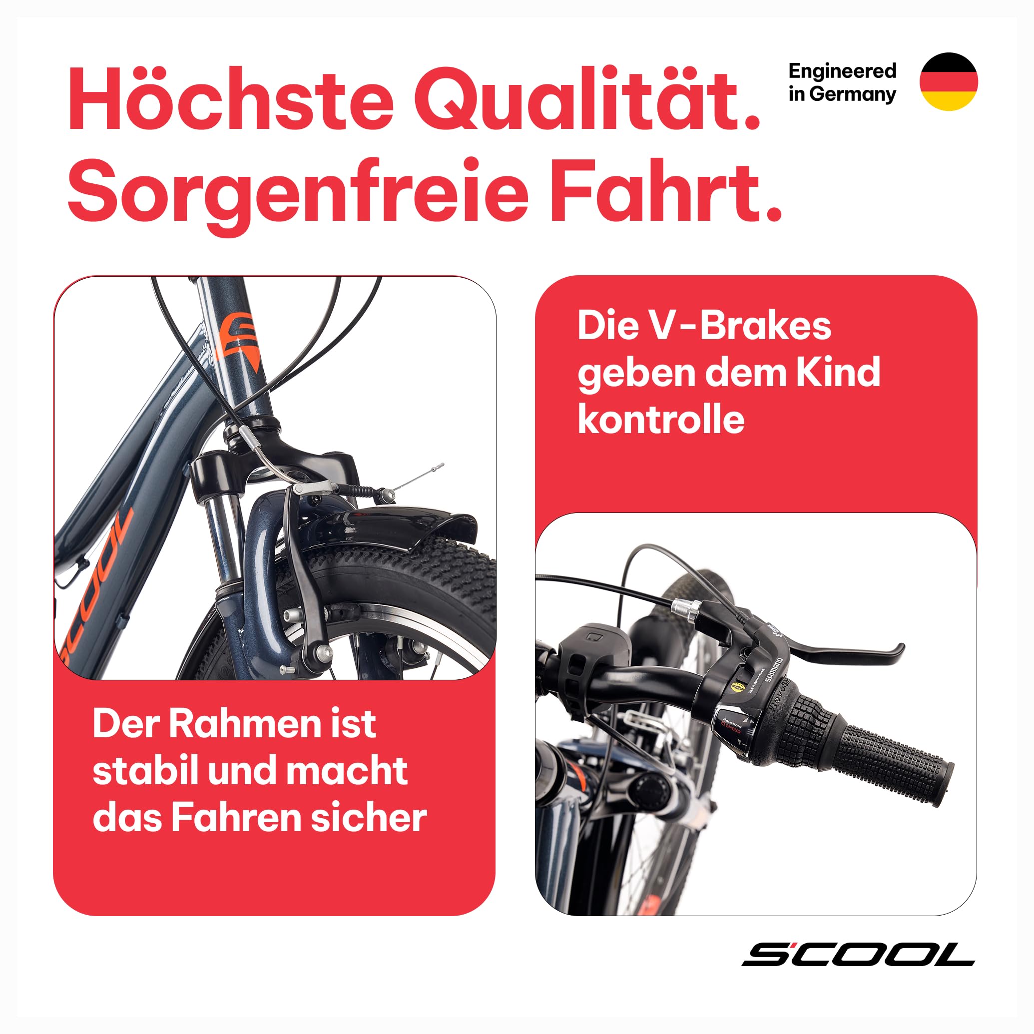 S’COOL Kinderfahrrad 20, 24, 26 Zoll, 6-Gang Kettenschaltung, troX, Körpergröße 115–165 cm, 6–14 Jahre, Gelände & Freizeit, für Jungen & Mädchen