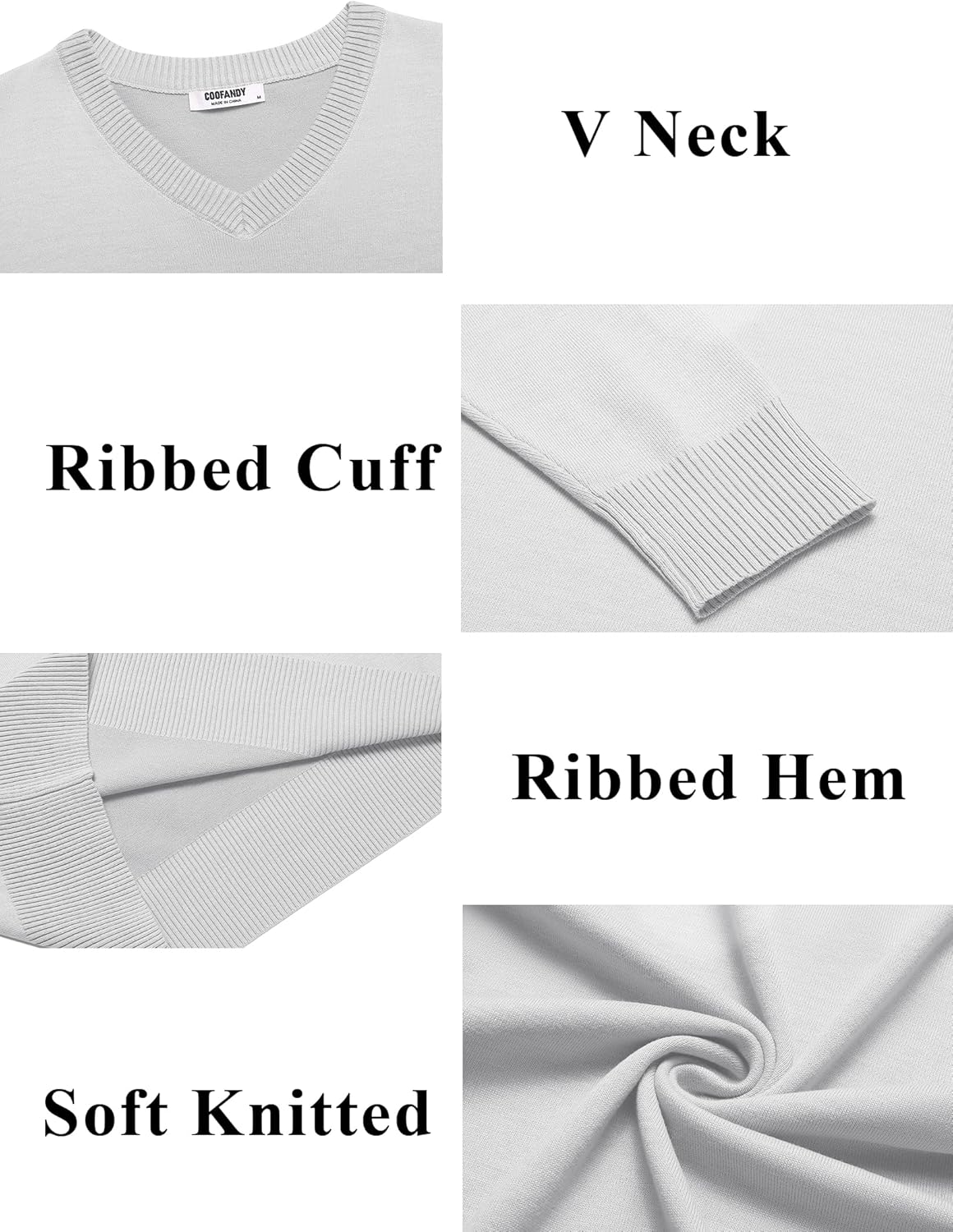 COOFANDY Men's V Neck Sweater Lightweight Knitted Pullover Sweaters - Image 6