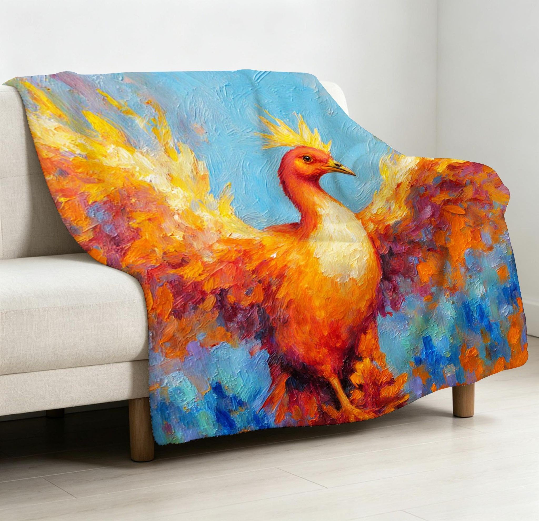 Manta Grande 180x220 cm Pájaro Naranja Polar Franela Térmica-A94