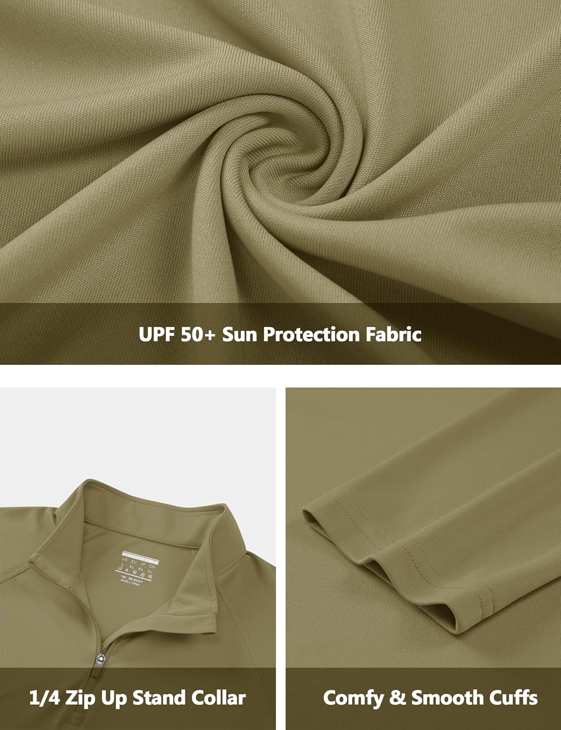 CRYSULLY Men's Long Sleeve 1/4 Zip Shirts Sun Protection Pullover UPF 50+ Rash Guard Running Lightweight T Shirt - Image 5