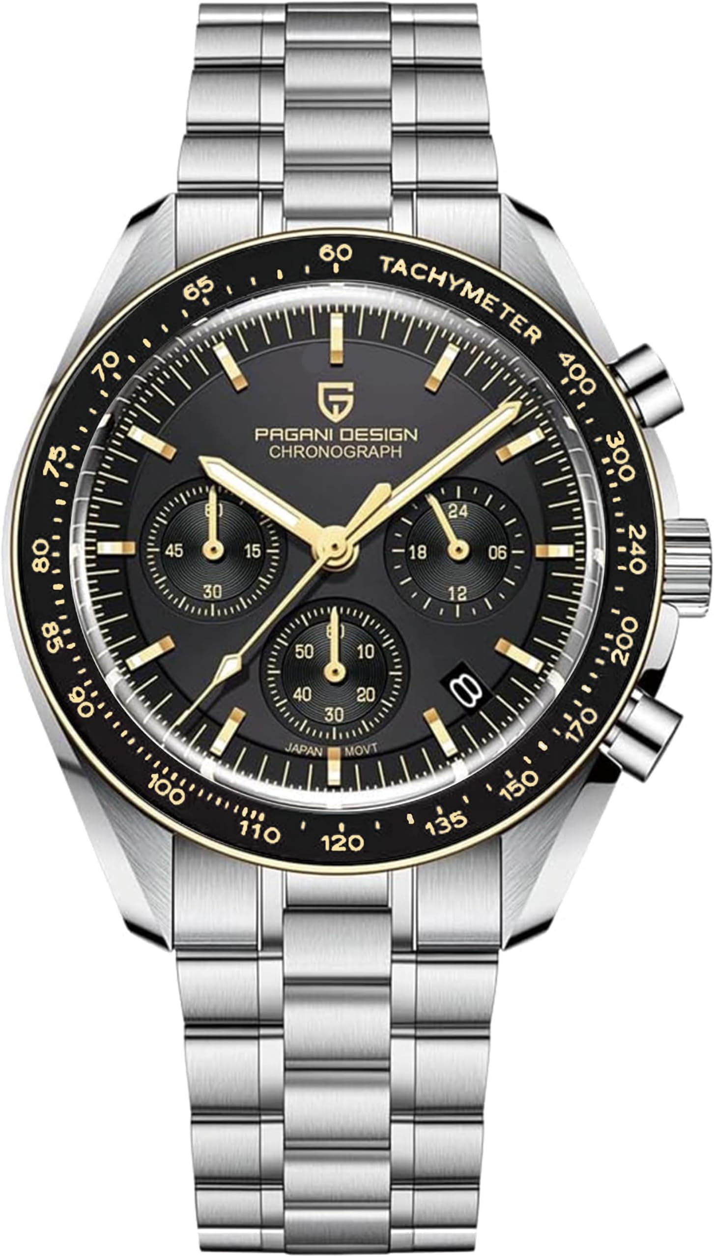 Pagani Design 1701 Herrenuhr Herren Quarzuhr, Japanisches VK63 Uhrwerk, 100 Meter wasserdicht, Saphirglas Chronograph, Luxus-Sportuhr aus Edelstahl.