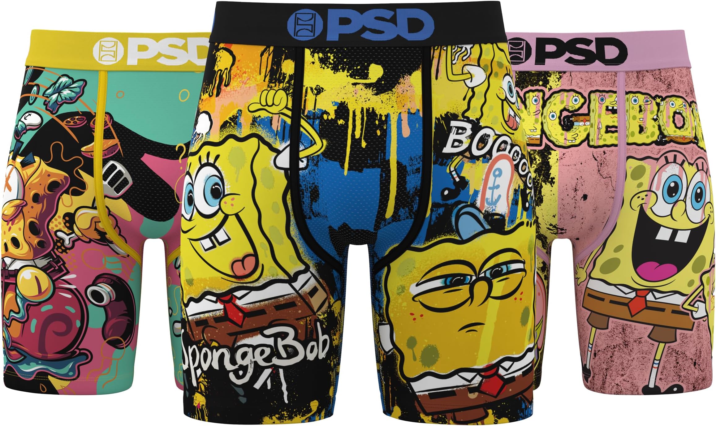 PSD Underwear Mens Boxer Briefs - Spongebob, Standard Length Packs and Singles, Soft & Breathable Boxer Briefs for Men
